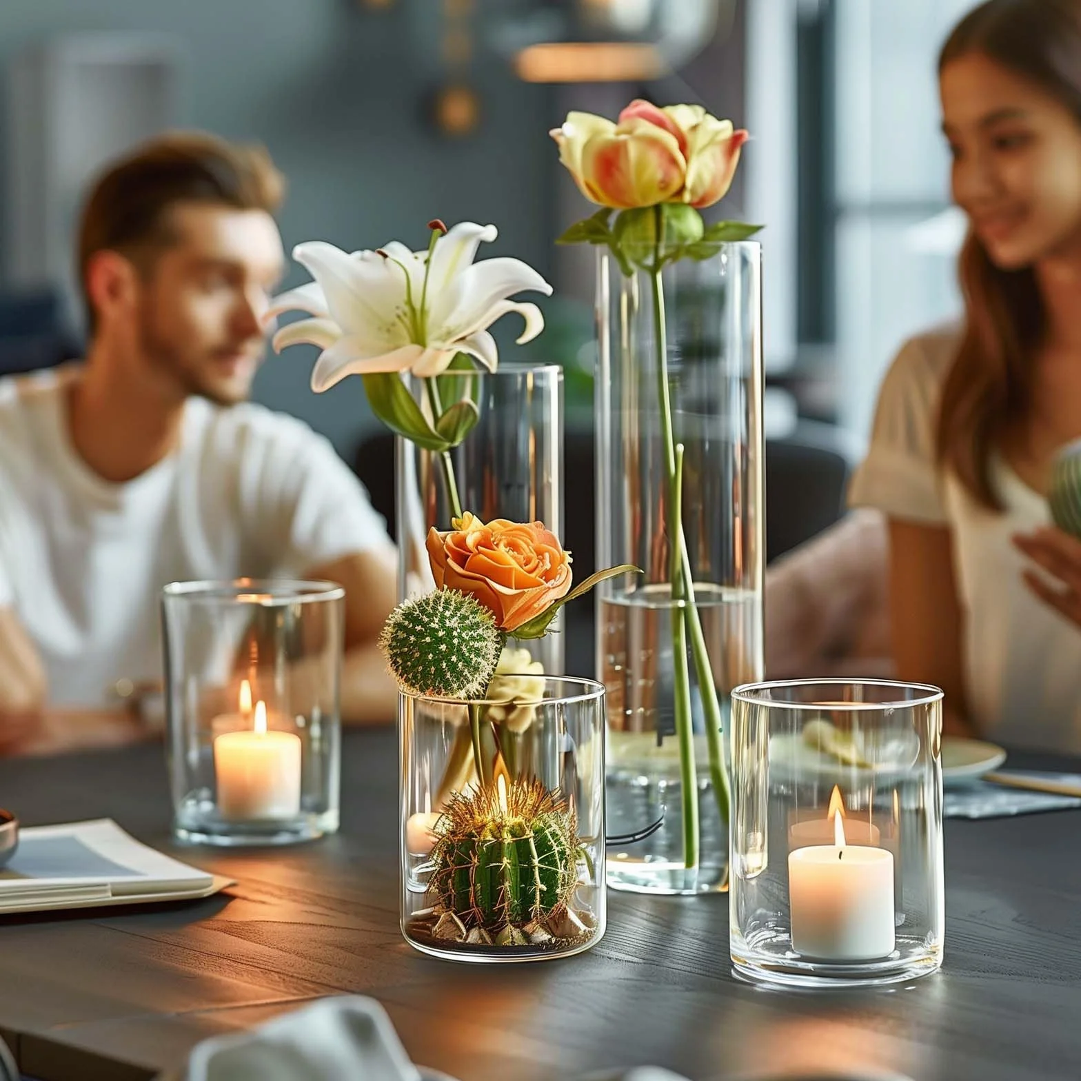 Lot de 30 vases cylindriques en Verre pour Les décorations, Peuvent être utilisés pour Les décorations de fêtes Mariages (30, 10+15+19+20+25 cm)