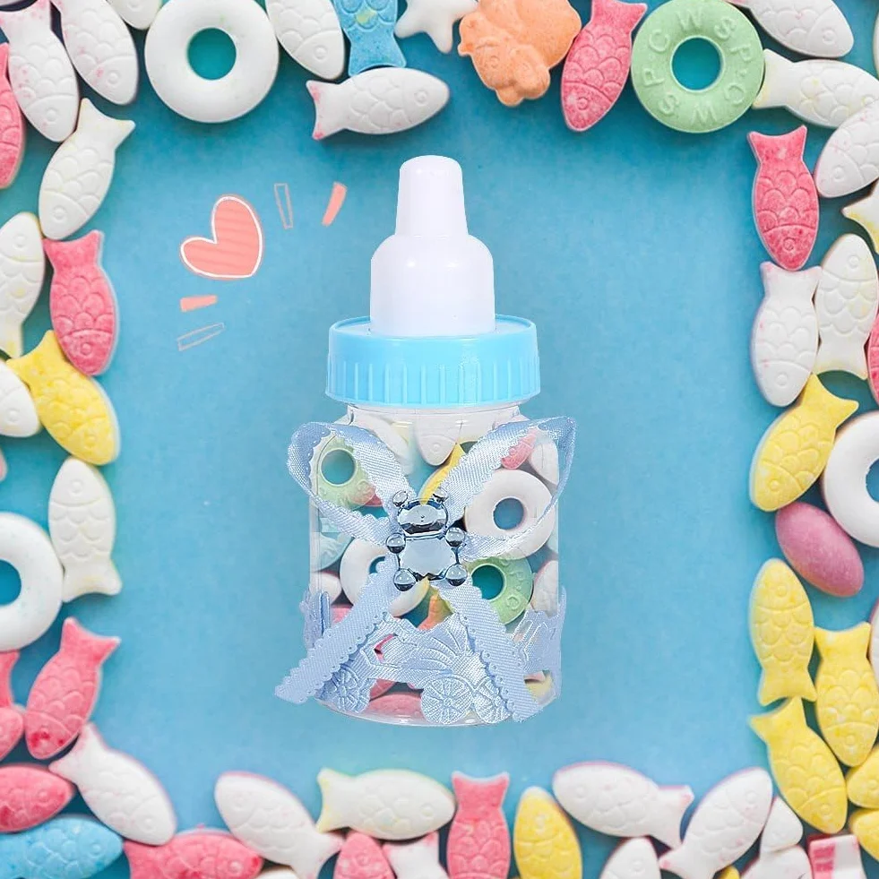 Biberon Boîte à Bonbons 50pcs, Boîtes à Bonbons Party Favors pour Baby Shower Wedding Party Favors Cadeaux Décorations(Bleu)