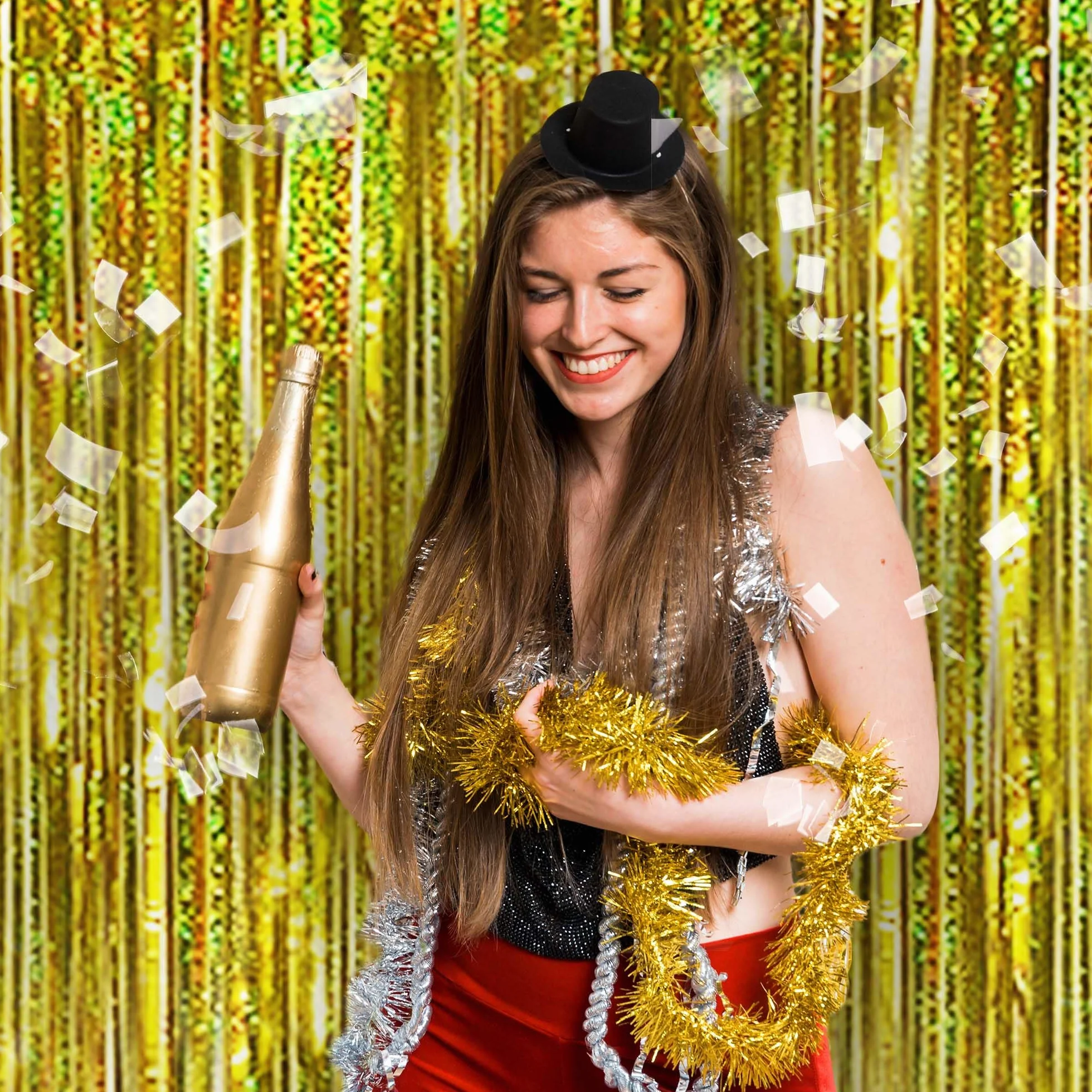 Rideau Métallique de Frange dorés 1x2,5 m Décoration Paillettes Nouvel An Anniversaire Mariage