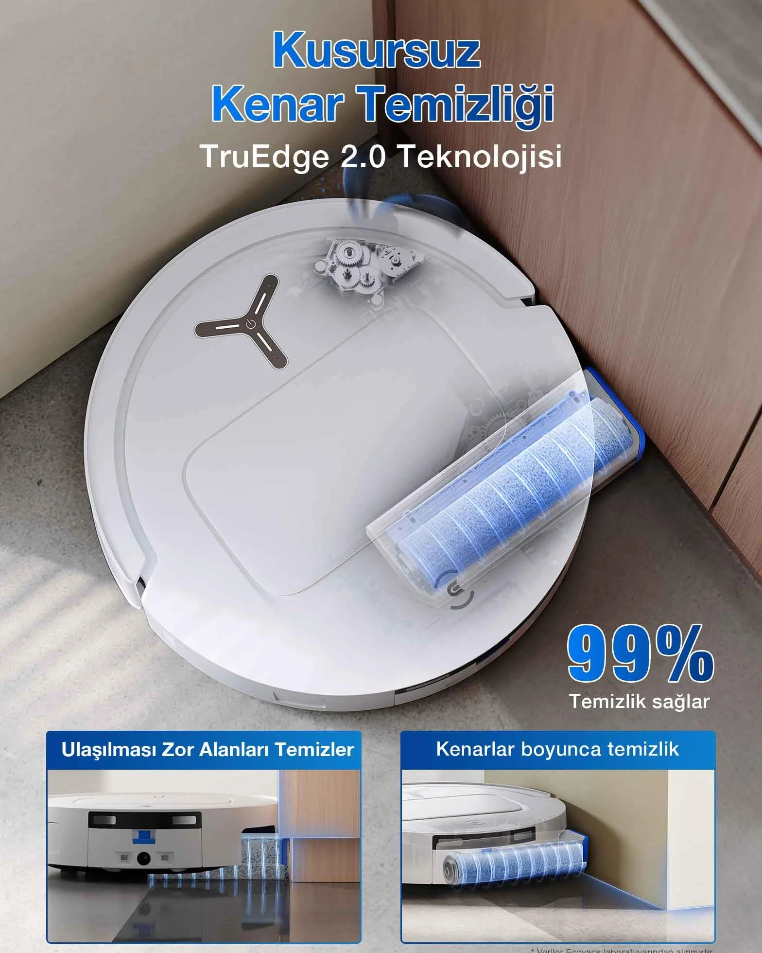 ECOVACS DEEBOT T80 Omni Aspirateur Robot Laveur, 18 000 Pa, Nettoyage Automatique instantané OZMO Roller, ZeroTangle 3.0, Lavage à l'eau Chaude 40-75 ℃, Séchage à air Chaud, Blanc