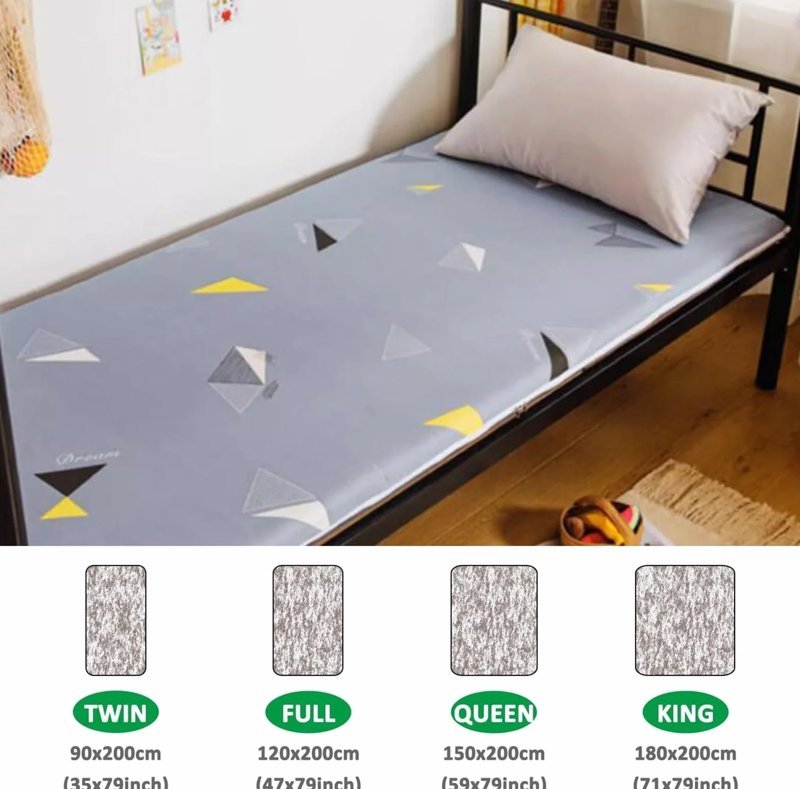 Housse de Matelas Imprimée avec Fermeture Éclair, pour Matelas Futon Japonais Traditionnel, 80x190cm