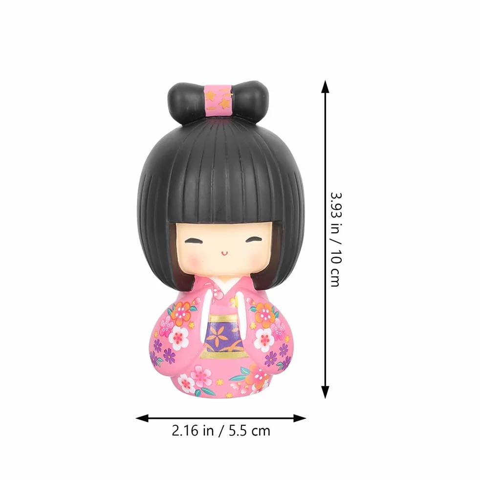 Abaodam Poupée Kimono Japonaise en Résine 4 Pouces Décoration Artisanale