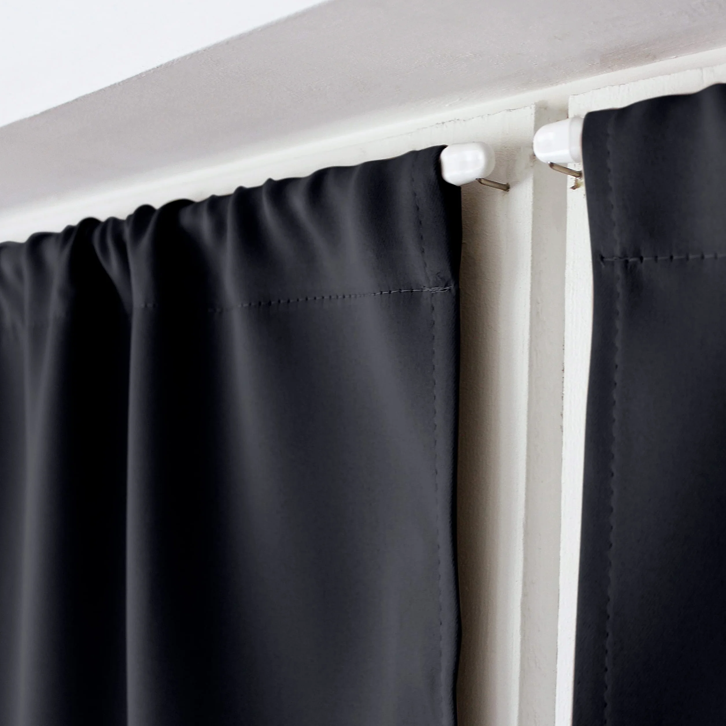Rideau Vitrage Occultant Passe Tringle 60x120cm 100% Polyester Oeko-TEX Gris Foncé