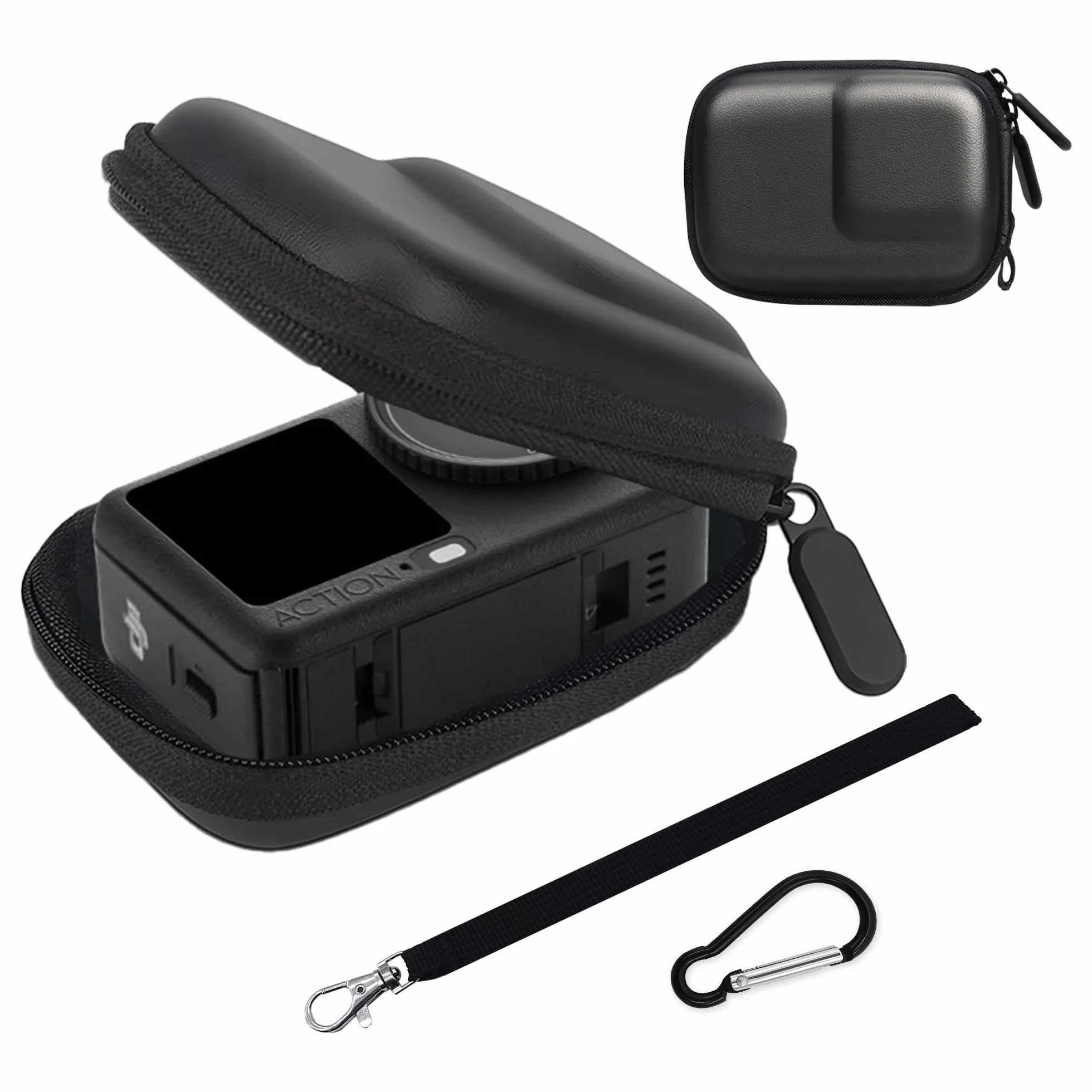 Action 5 Pro Etui Transportowe - Przenośna Torba Podróżna z Twardą Powłoką PU do DJI Osmo Action 4/3/GoPro Hero 13/Insta360 Ace Pro 2 Przechowywania Akcesoriów Kamery Pokrowiec Ochronny
