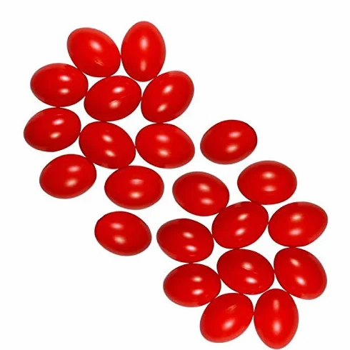Lealoo Lot 25 Oeufs en Plastique Rouge Brillant 6 cm Déco Pâques Chasse aux Oeufs