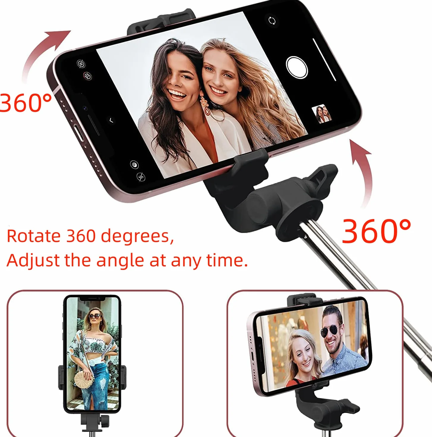 Kij do selfie bezprzewodowy kij do selfie Bluetooth Selfie Stick z bezprzewodowym pilotem zdalnego sterowania zdejmowany z obrotowym przenośnym statyw wysuwany stabilny statyw odpowiedni do telefonu