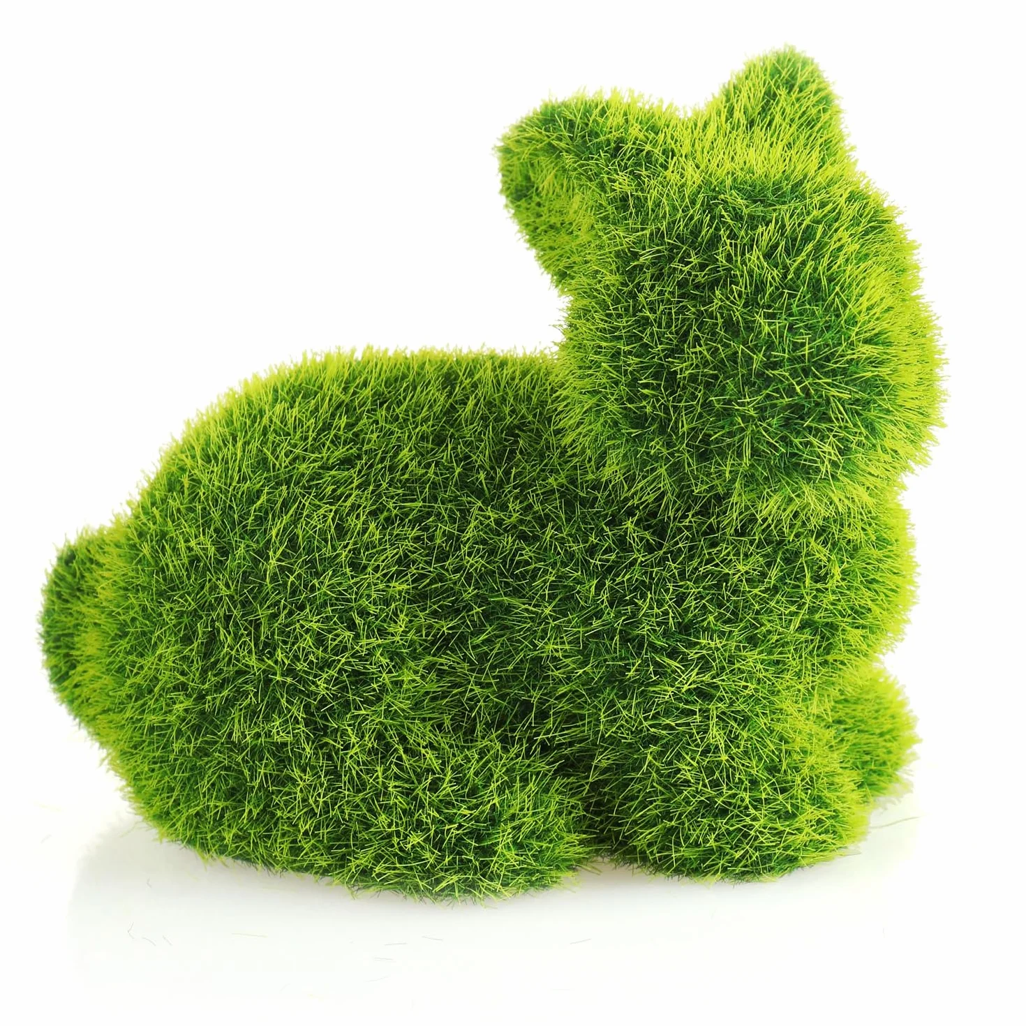 Figurine décorative Lapin de Pâques en céramique Verte 11 cm com-four® Paire de 2 Lapins Gazon Artificiel