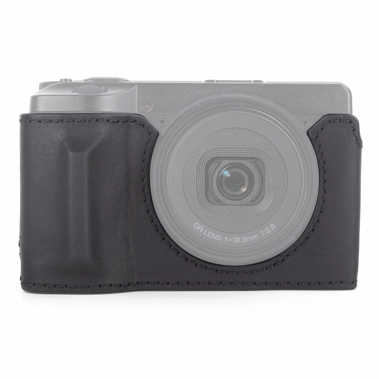 MUZIRI KENOKOO Półetui na aparat Ricoh GR IV GR III, etui ochronne premium z prawdziwej skóry, kompatybilne z aparatem cyfrowym GR IV/GR III, z otworem na spodzie i uchwytem, czarny, Retro