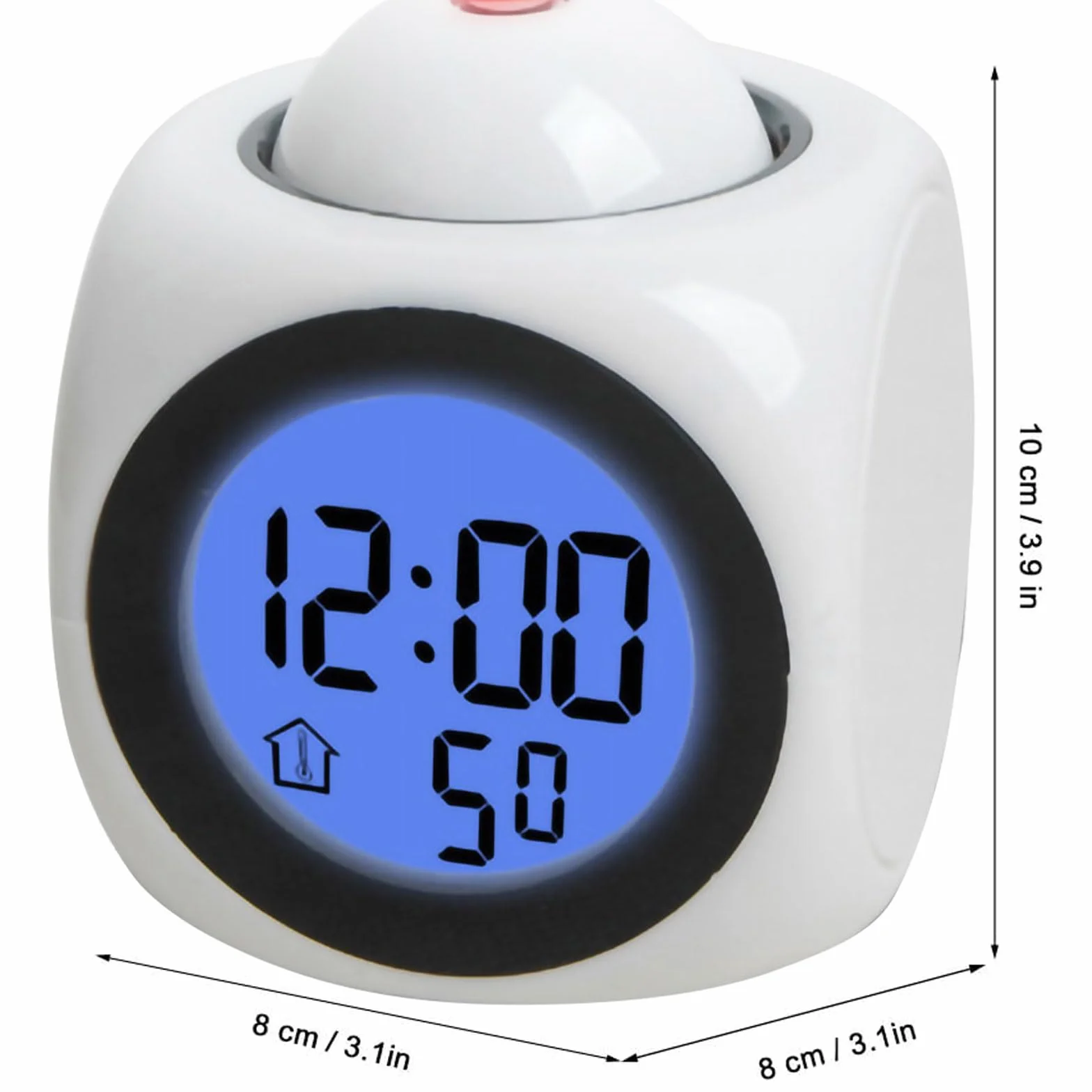 Réveil à Projection Plafond Heure Numérique, Horloge de Table Projecteur Multifonction LED USB Fonction Vocale Blanc