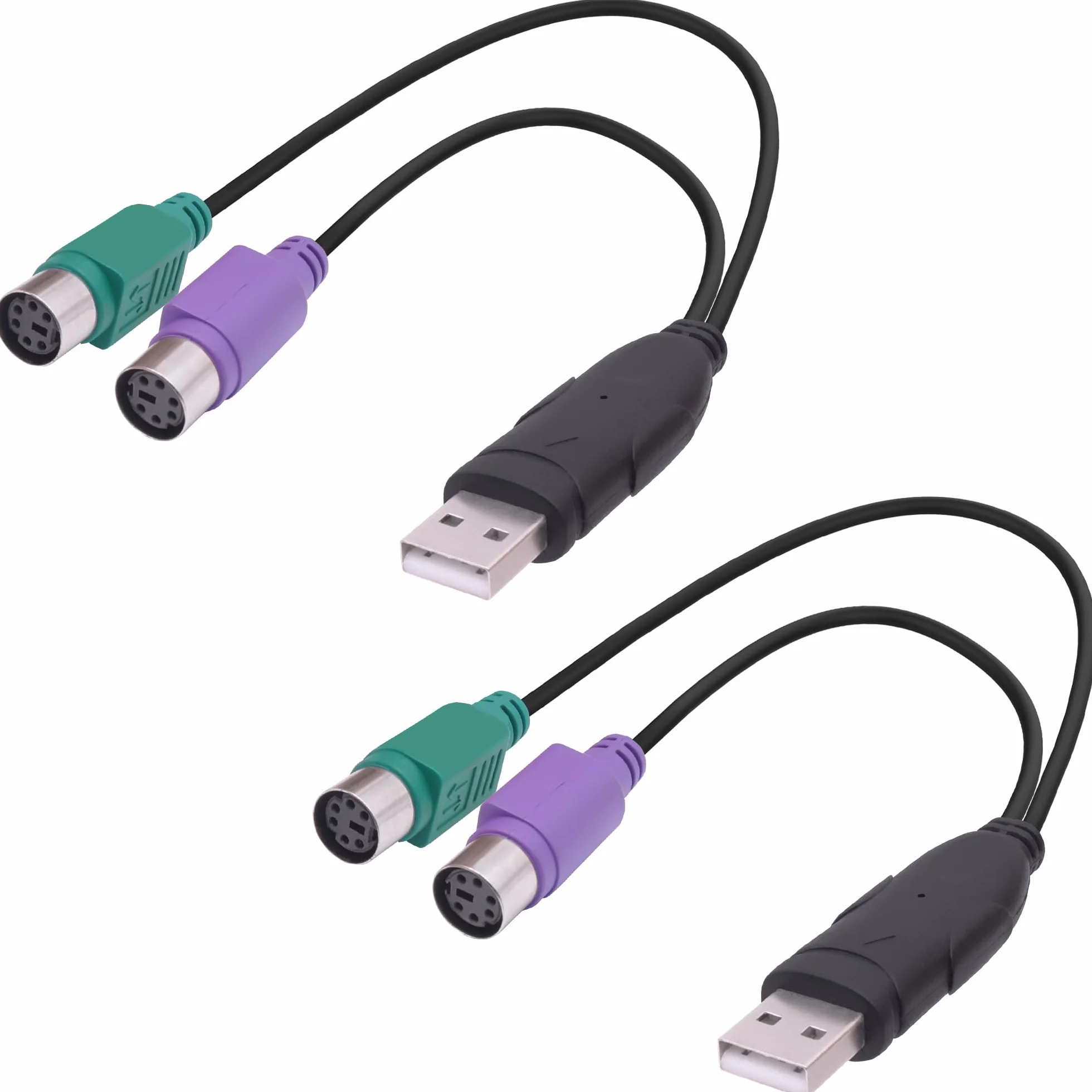 Câble adaptateur USB vers double PS/2 pour clavier PS2 femelle vers USB 2.0 mâle 18 cm