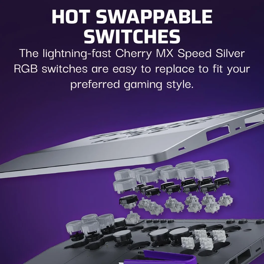 Turtle Beach Victrix Pro KO Fight Stick Gris Édition Officielle PS avec Boutons Cherry MX Speed Silver