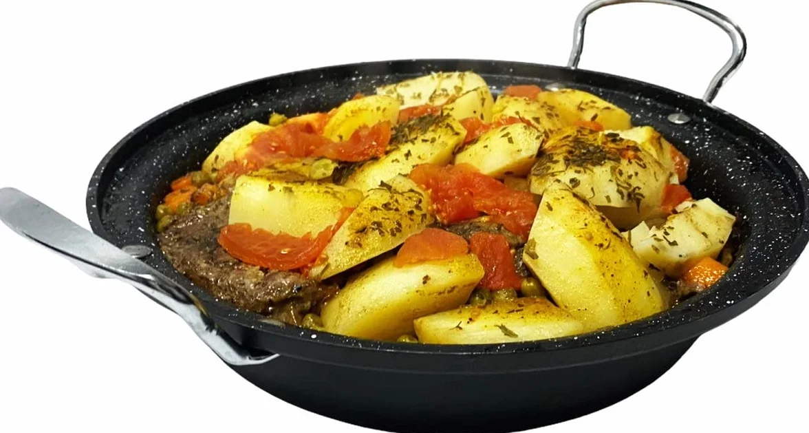 Tajine en céramique et fonte en aluminium adapté à l'induction | Poignées | Convient pour 4-8 personnes | Ø 30 cm