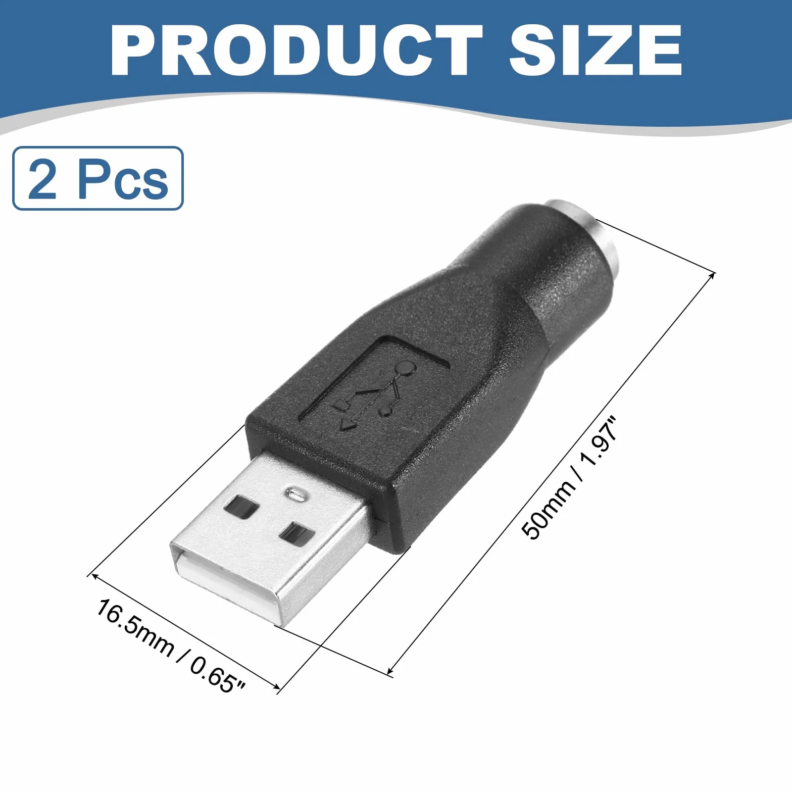 QUARKZMAN Adaptateur PS/2 vers USB Femelle vers USB Mâle pour Souris Clavier PC Noir