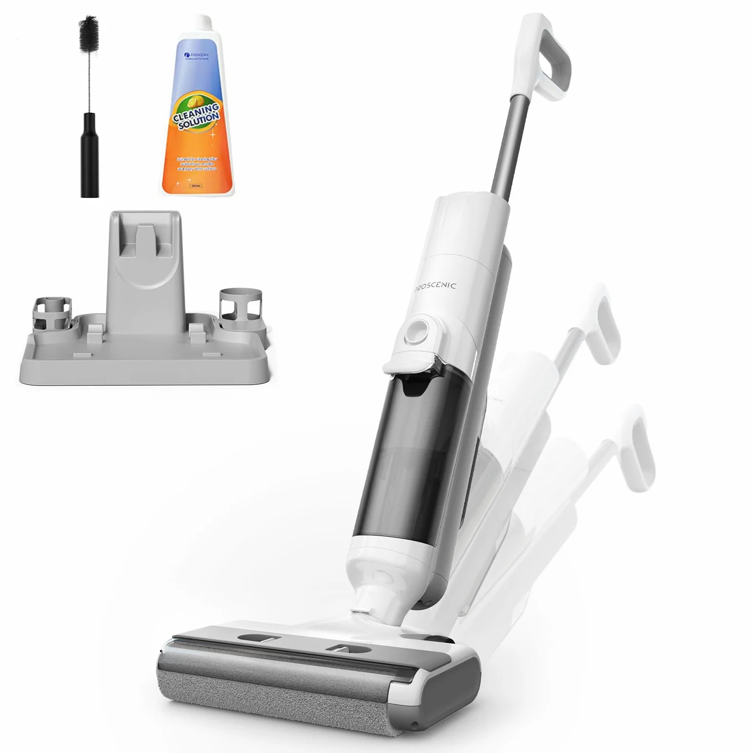 Proscenic F10 Ultra+ Aspirateur Laveur sans Fil,60 Mins Aspirateur Balai sans Fil Sec et Humide,Léger Aspirateur Eau et Poussière,Laveur de Sol,Autonettoyant,1.3L,Nettoyage des Angles,Bords,Sols Durs