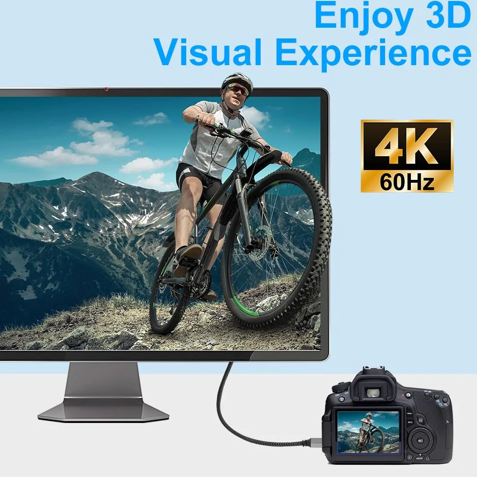 AXFEE Adapter Mini HDMI na HDMI, 4K 60 Hz MiniHDMI wtyczka na gniazdo, adapter mini HDMI, kompatybilny z DSLR, kamerą, laptopem, tabletem, HDTV, projektorem 20 cm
