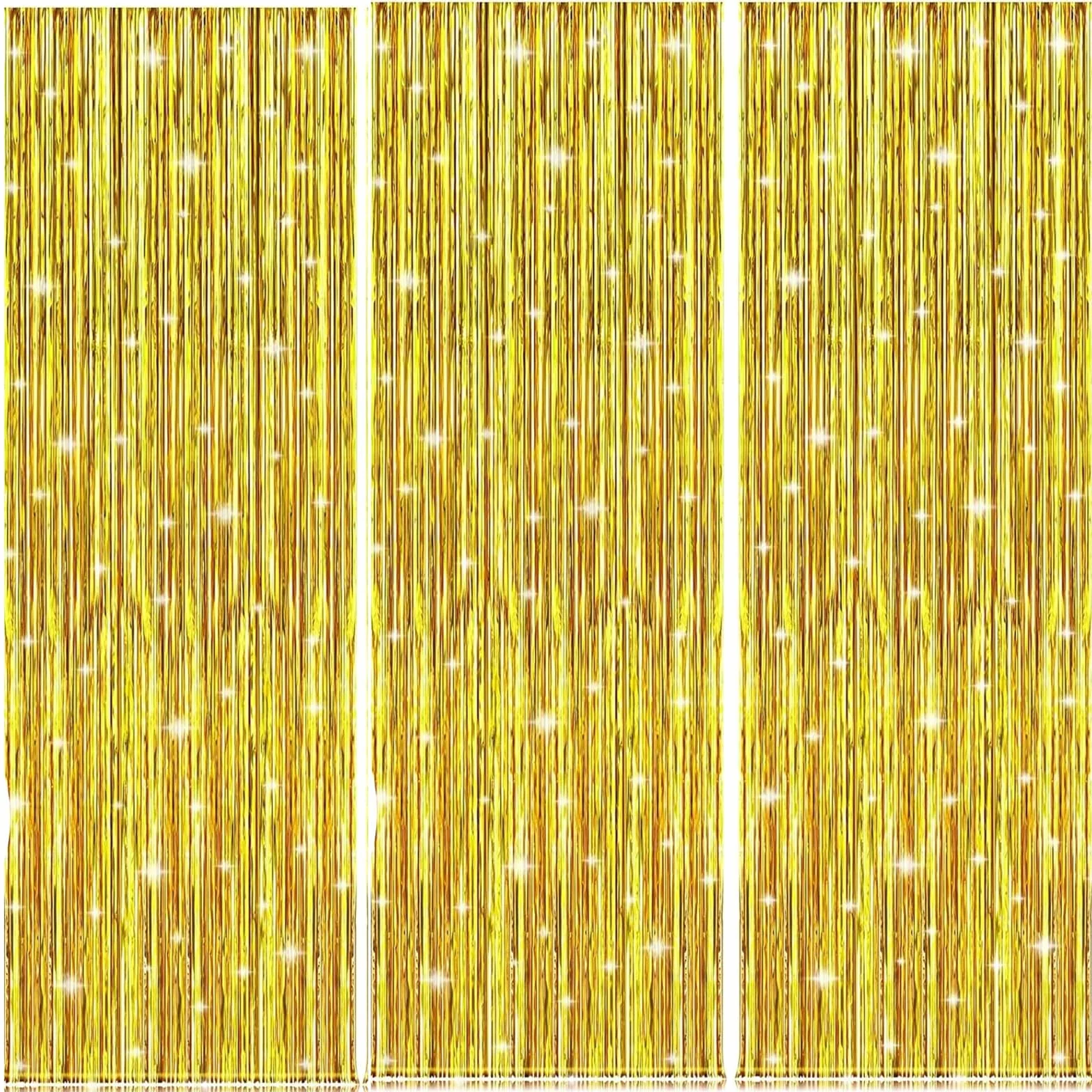 Rideau doré Or 1x2m en Aluminium à Franges pour Anniversaire Mariage Fête Décoration