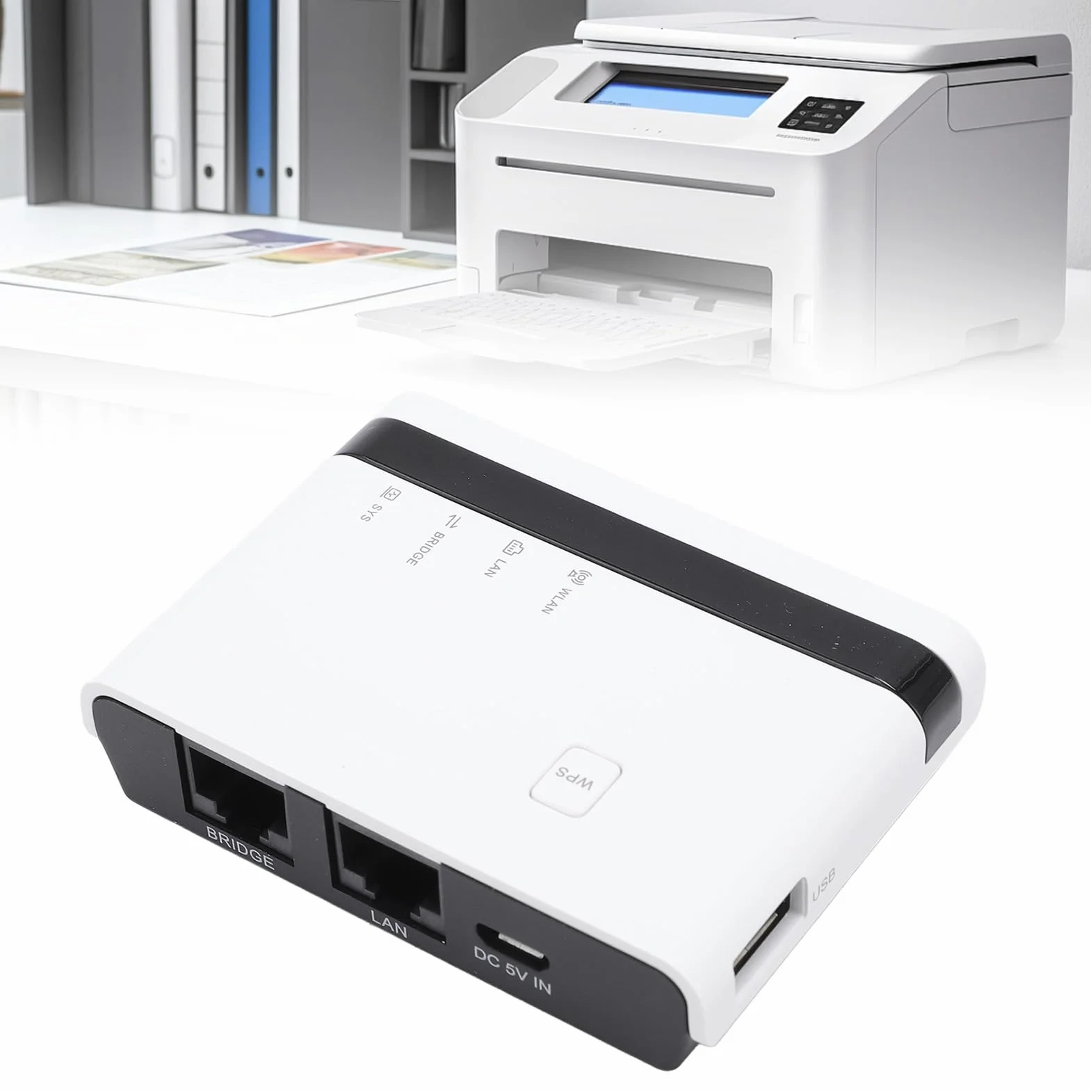 Serveur d'impression sans Fil 10/100 Mbps LAN Bridge USB 2.0 Adaptateur Prise UE