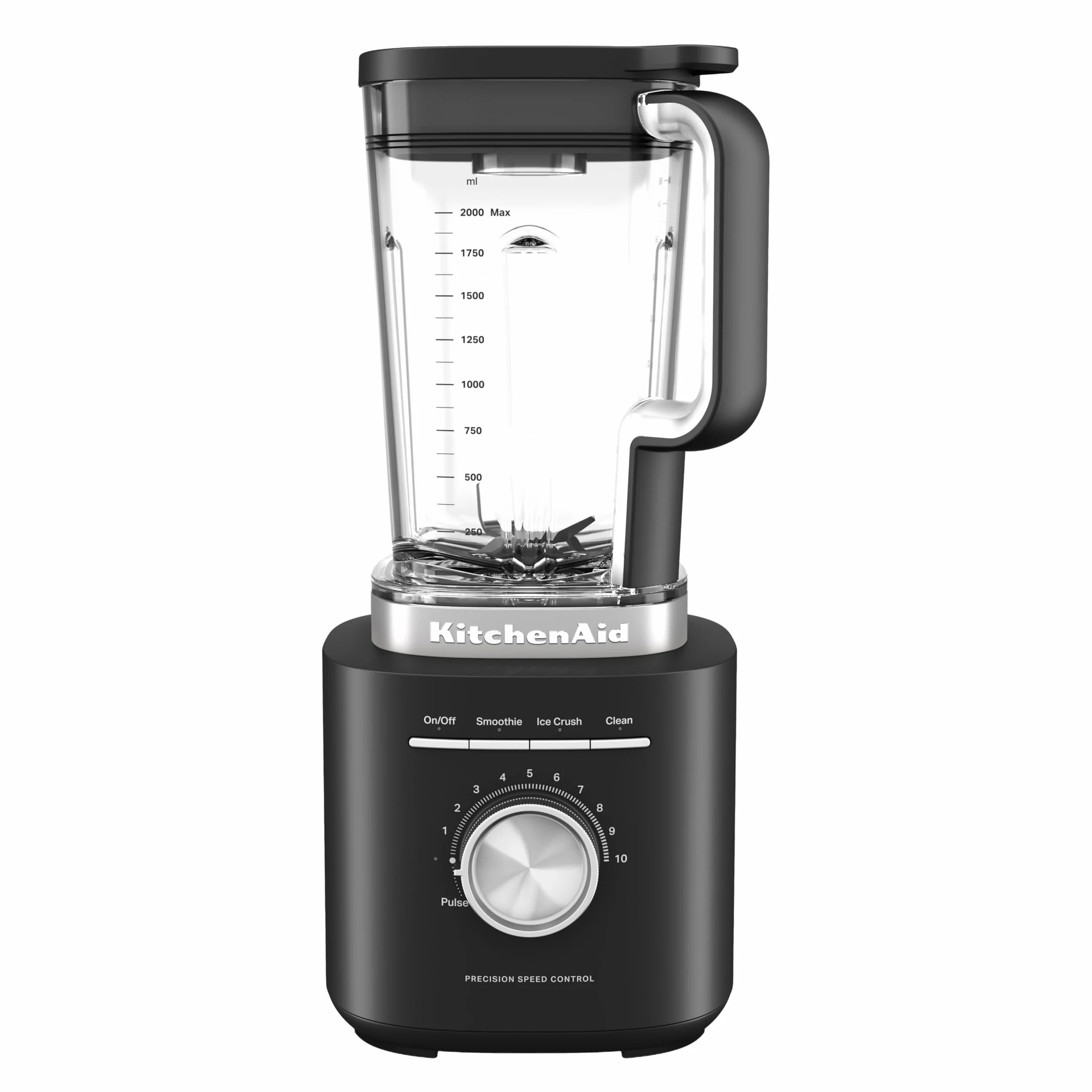 KitchenAid Blender Pure Power, Pichet 2L Sans BPA, 10 Vitesses, Programmes Glace & Smoothie, Lames Inox Asymétriques, Base Métal, Noir Mat