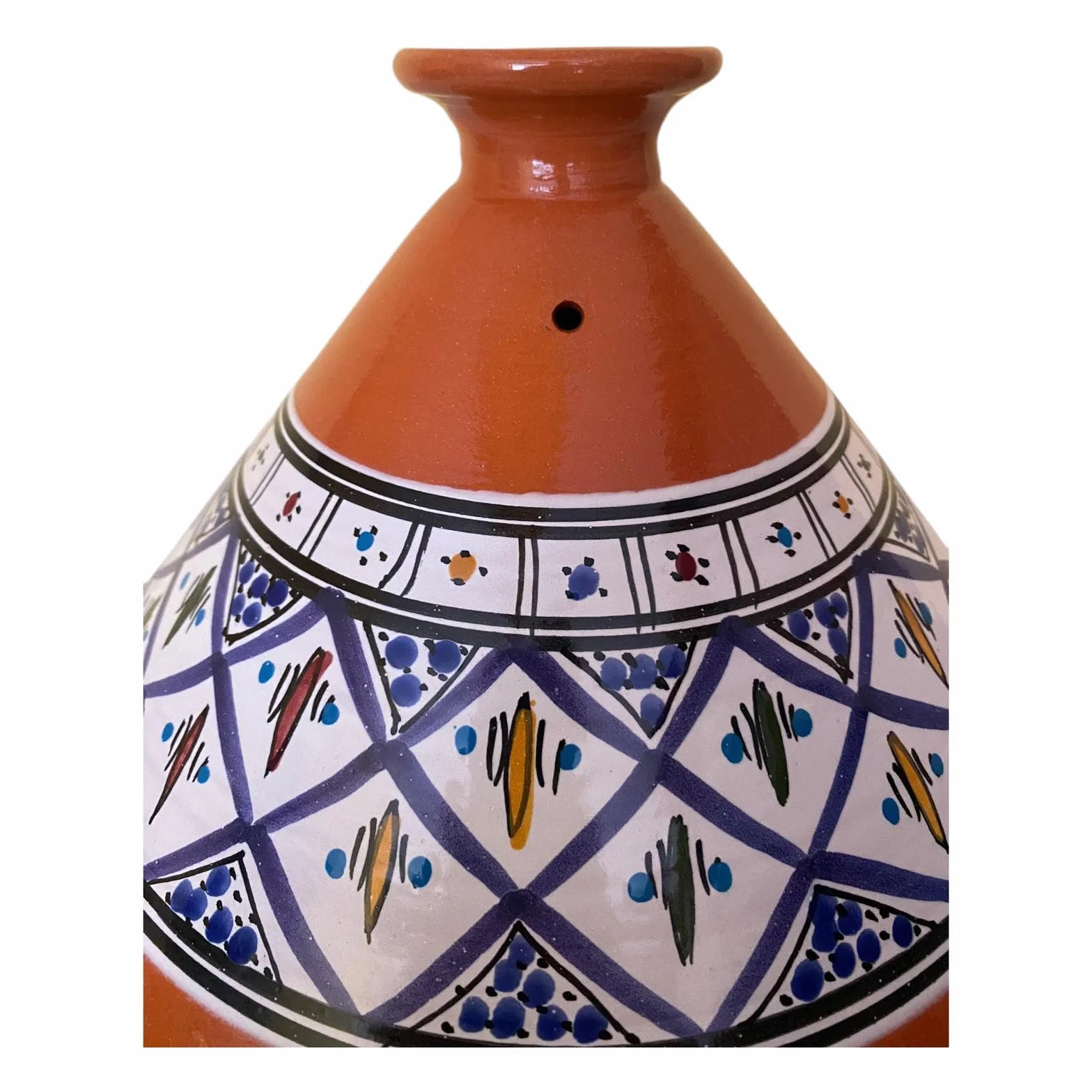 La Maison Unique: Tajine Terre cuite Marocaine Tunisienne Diamètre 32 cm Cocotte Pression Avec Couvercle Plat Ethnique Marocain Cuisine Santé - Qualité Premium - Bleu