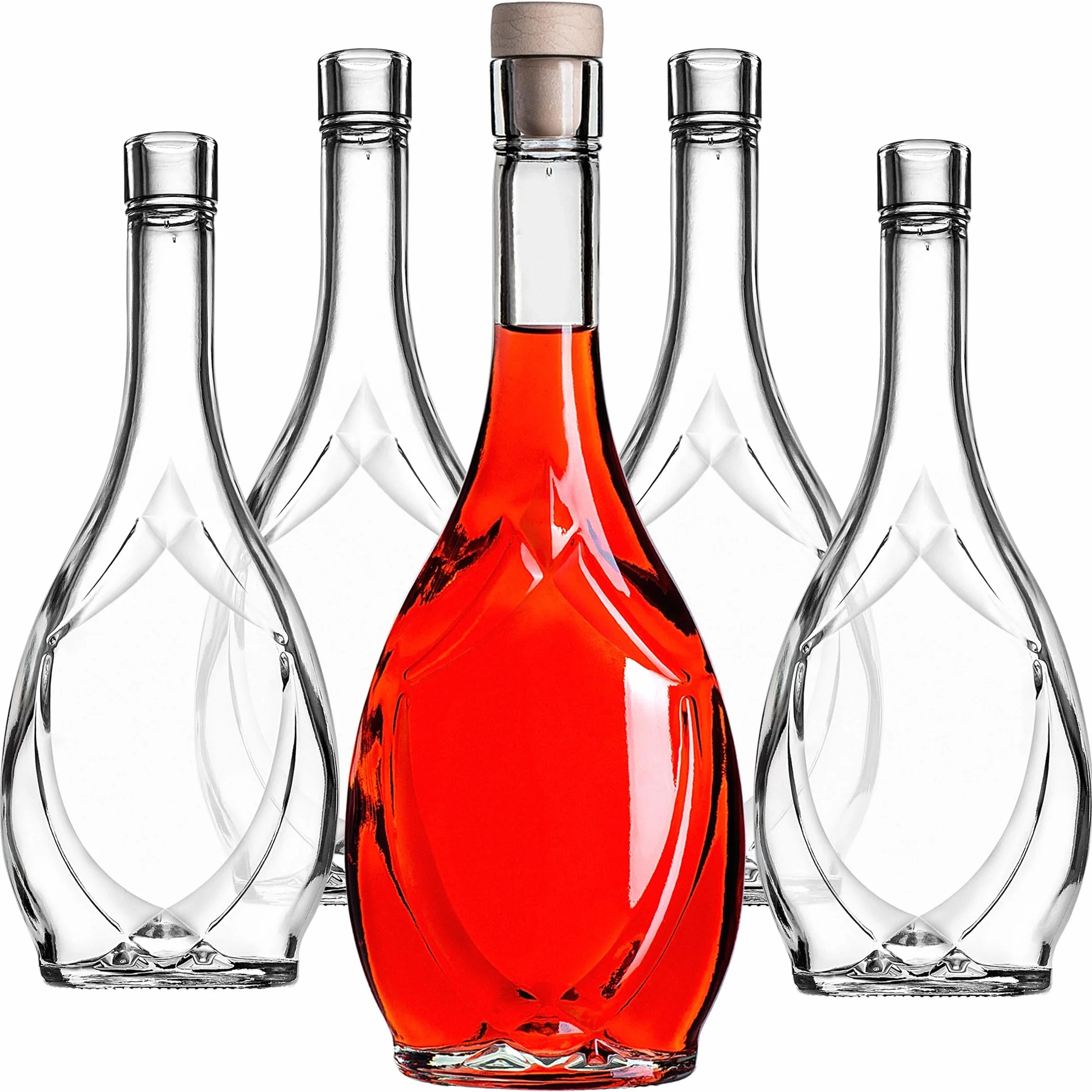 KADAX Lot de 10 bouteilles de liqueur vides en verre de 500 ml avec bouchon, pour remplir les liqueurs, le vin et l'alcool, bouteilles décoratives, bouteilles de vin en verre