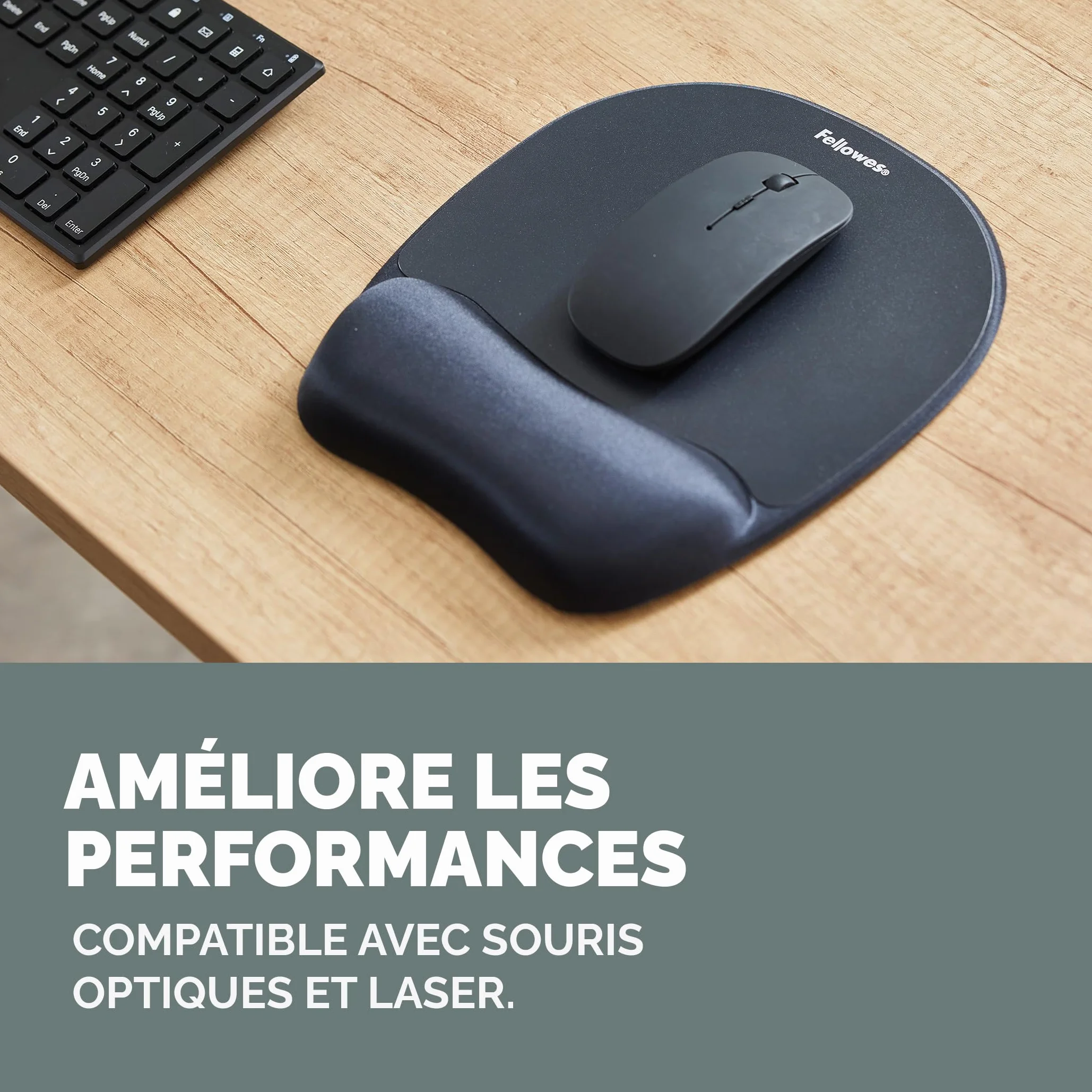 Fellowes Tapis de Souris Ergonomique avec Support de Poignet Noir
