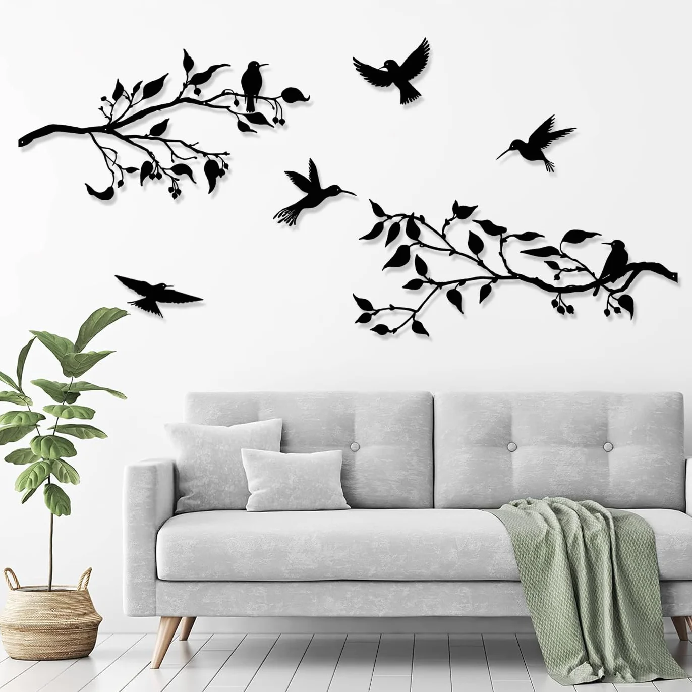 Décoration murale d'extérieur en métal Oiseaux sur la Branche Art Décor Mûr