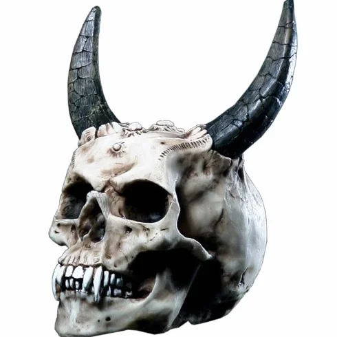 Tête de Mort du Diable avec Cornes Figure Décorative