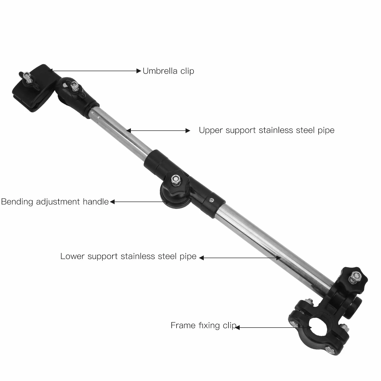 Porte Parapluie pour Poussette, Support Réglable en Acier Inoxydable pour Vélo