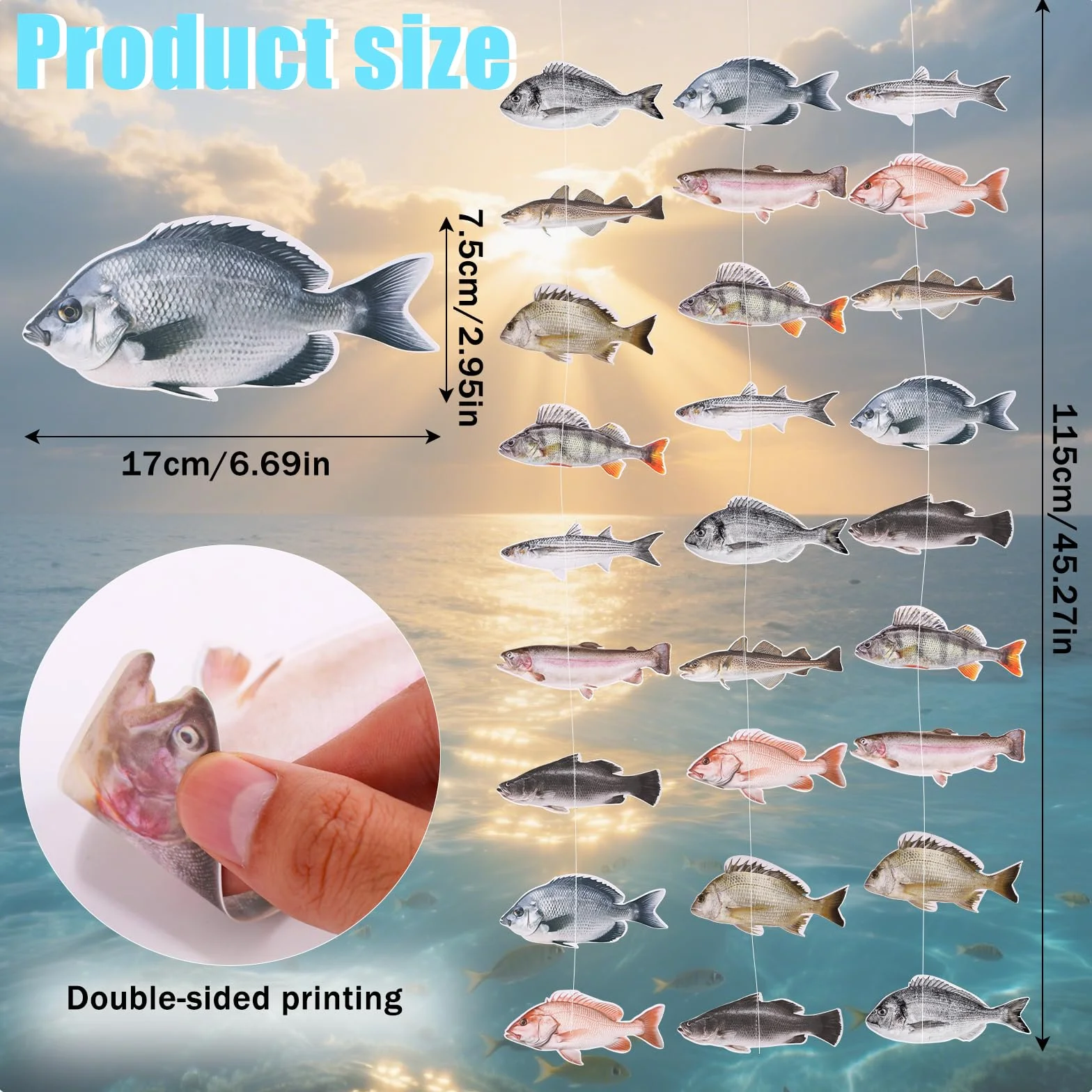 Guirlande Bannières Thème Pêche pour Décoration Fête Anniversaire Poisson