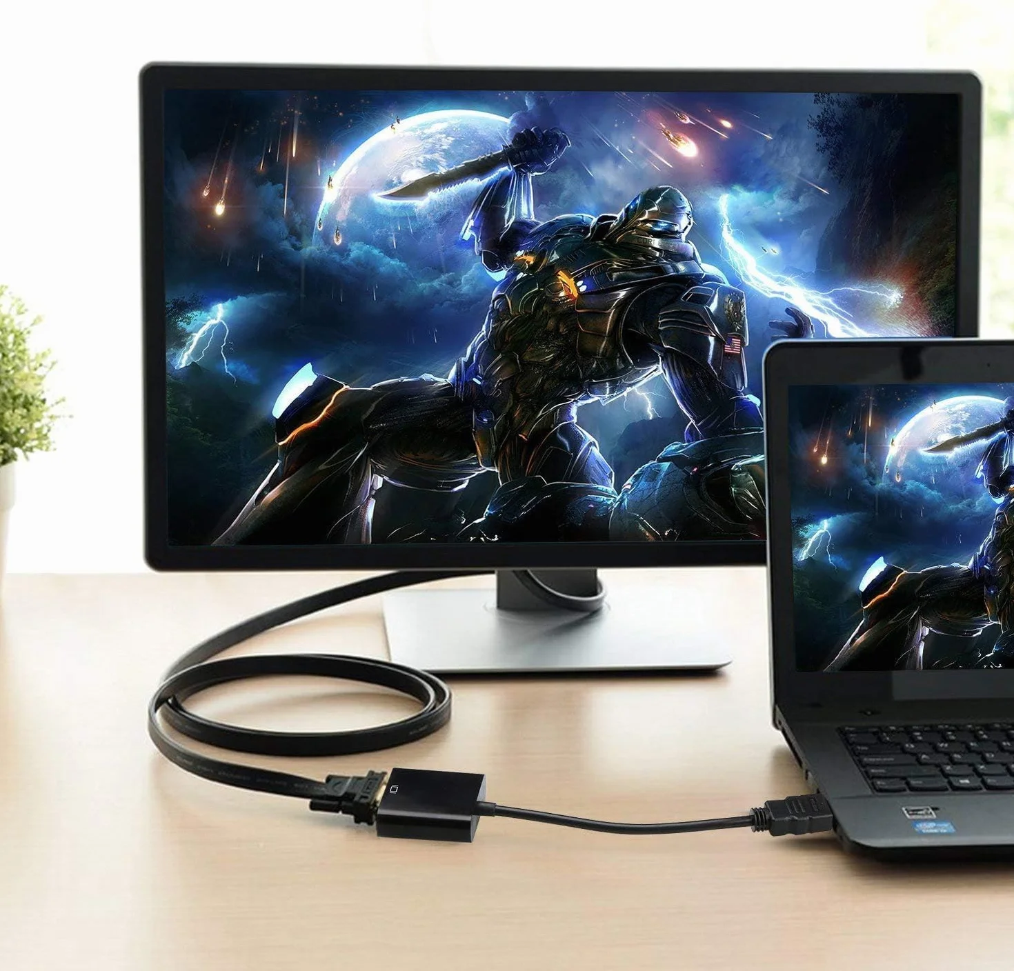 Adaptateur HDMI plaqué or vers VGA mâle femelle pour PC moniteur projecteur HDTV
