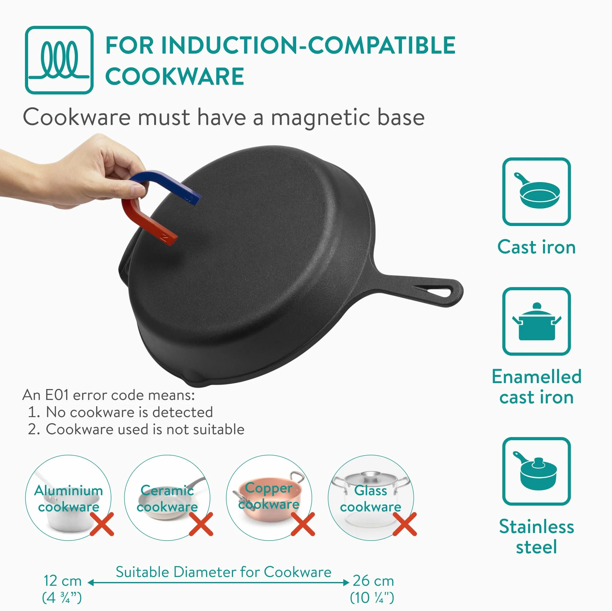 Navaris Double Plaque à Induction - Plaque Induction 2 Foyers Portable - Plaque Vitrocéramique de Cuisson - Boutons Tactiles Minuteur et Sécurité