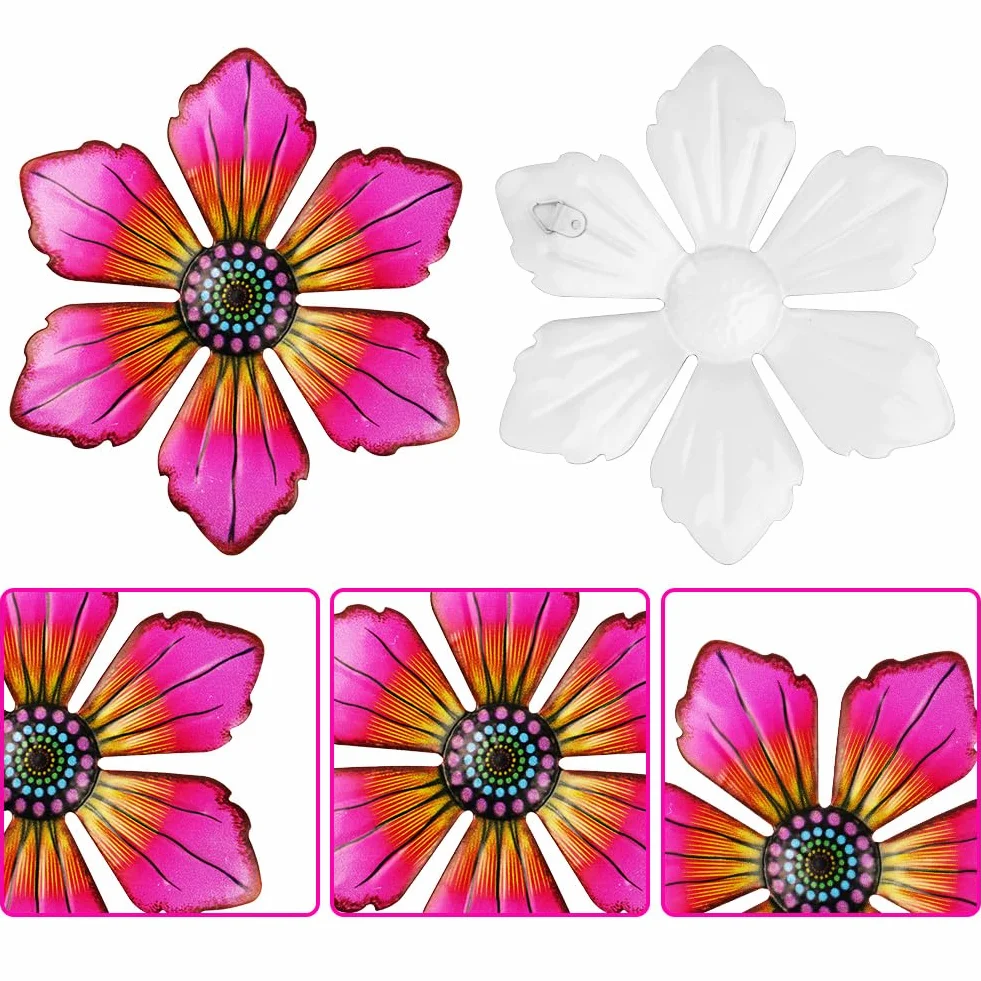 OFFCUP Fleurs en Métal 3pcs Décoration Murale Extérieur Jardin