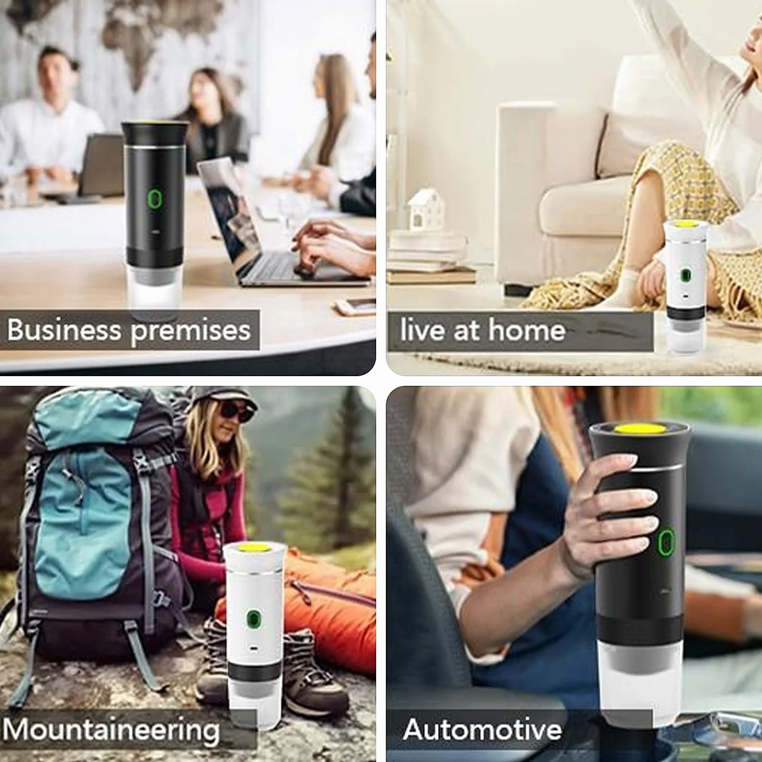 PZCC Machine à Café Portable de Voyage, Chauffage Rapide 3 En 1 Cafetiere Portable 12V, Chauffage Rapide, Compatible avec Grandes et Petites Capsules et Café Moulu, Pour Voyage (Noir)