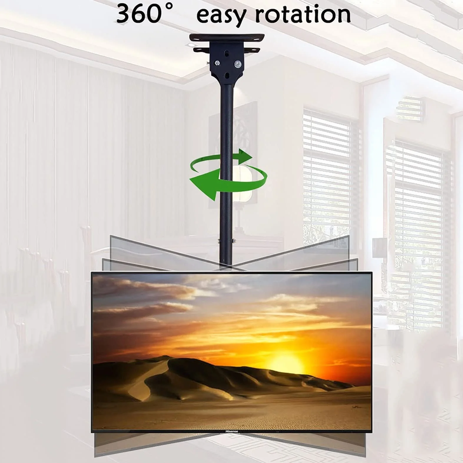 Support de Plafond TV, Support TV avec Inclinaison télescopique réglable en Hauteur et pivotant, s'adapte à la Plupart des écrans Plats LED de 26 à 60 Pouces (Size : 0.3-0.5m)