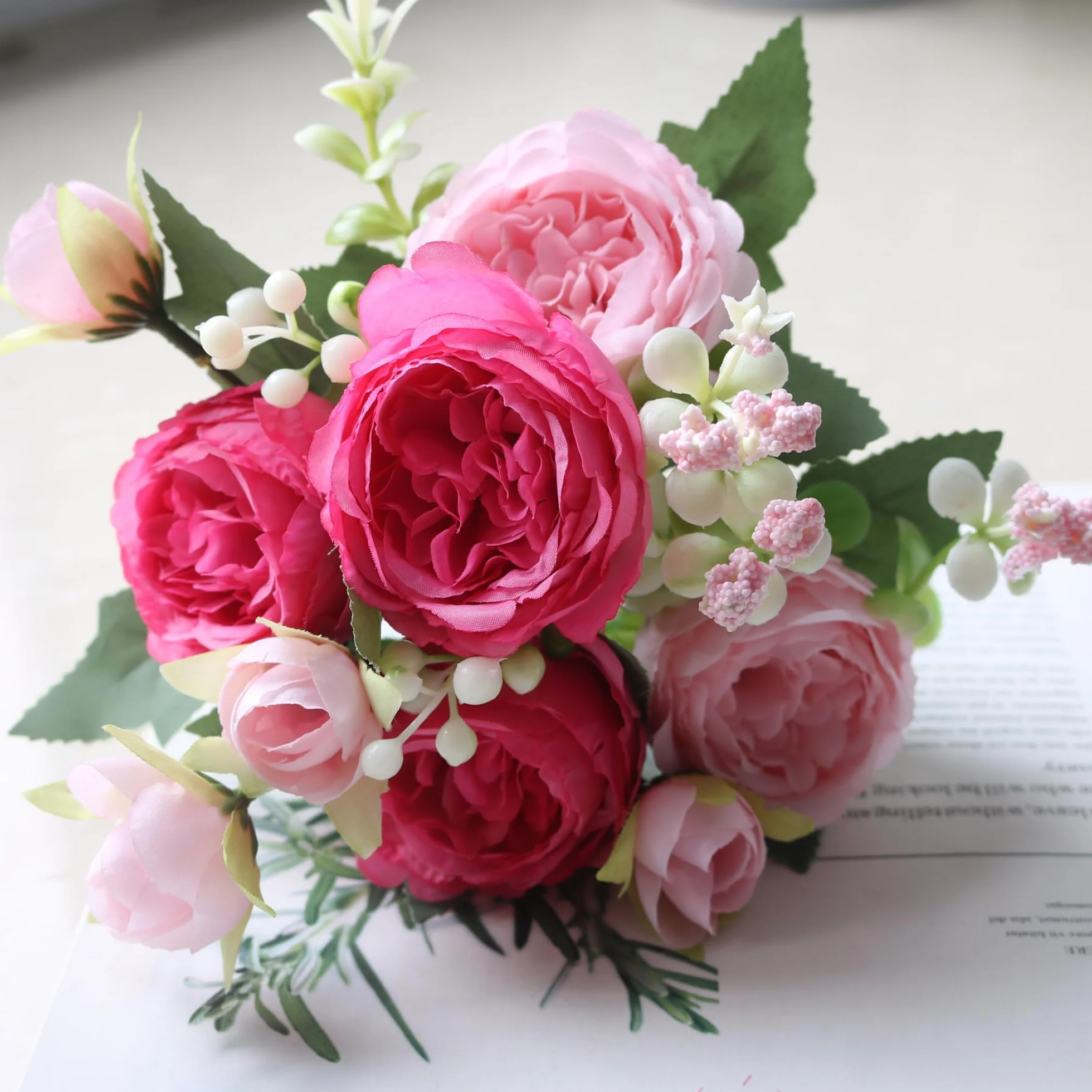 Bouquets de Pivoines Artificielles en Soie pour Mariage, Centre de Table, Décoration