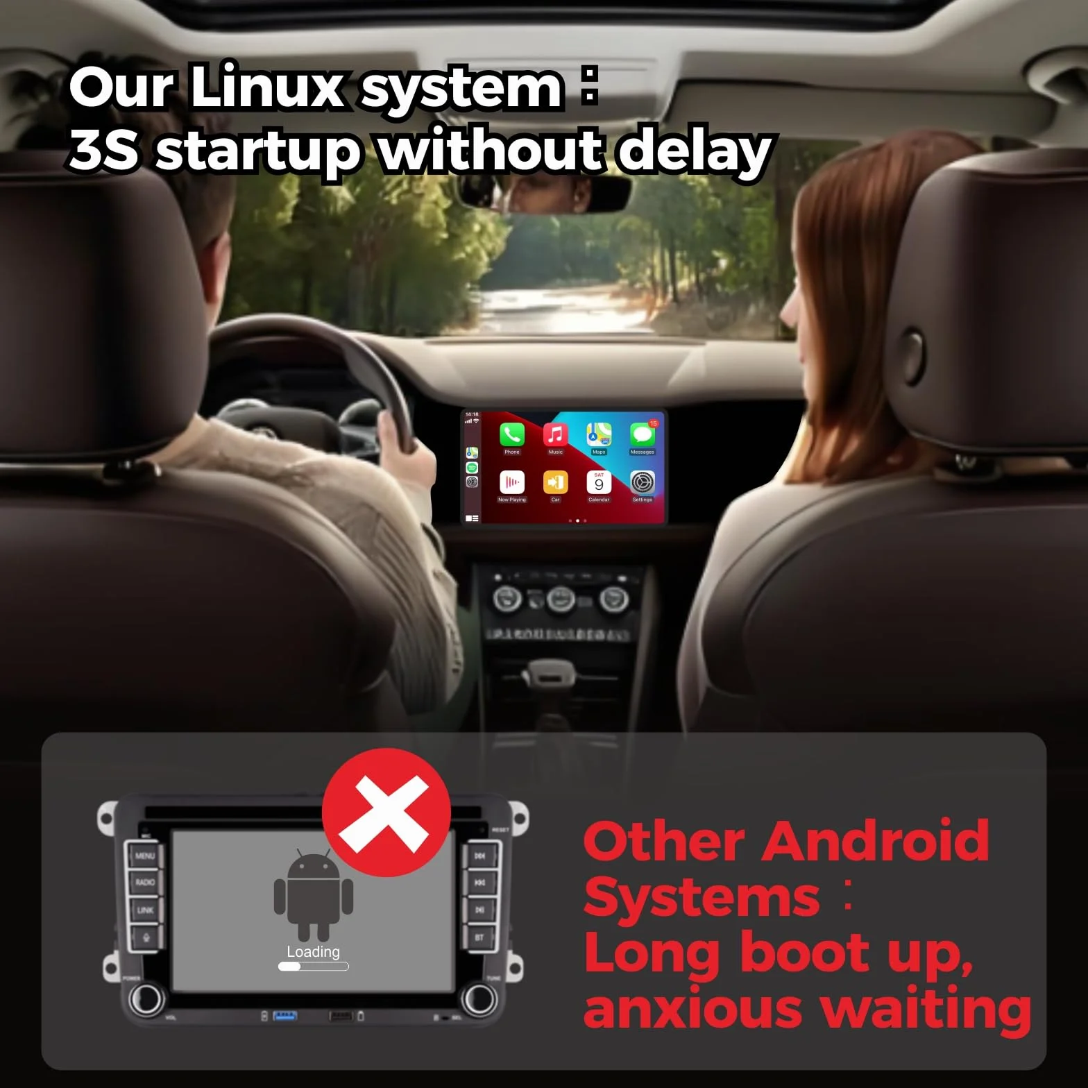 Radio samochodowe Plug & Play kompatybilne z VW Golf 5 6 Passat Jetta Polo RCD330 z CarPlay Android Auto bezprzewodowe Bluetooth radio FM