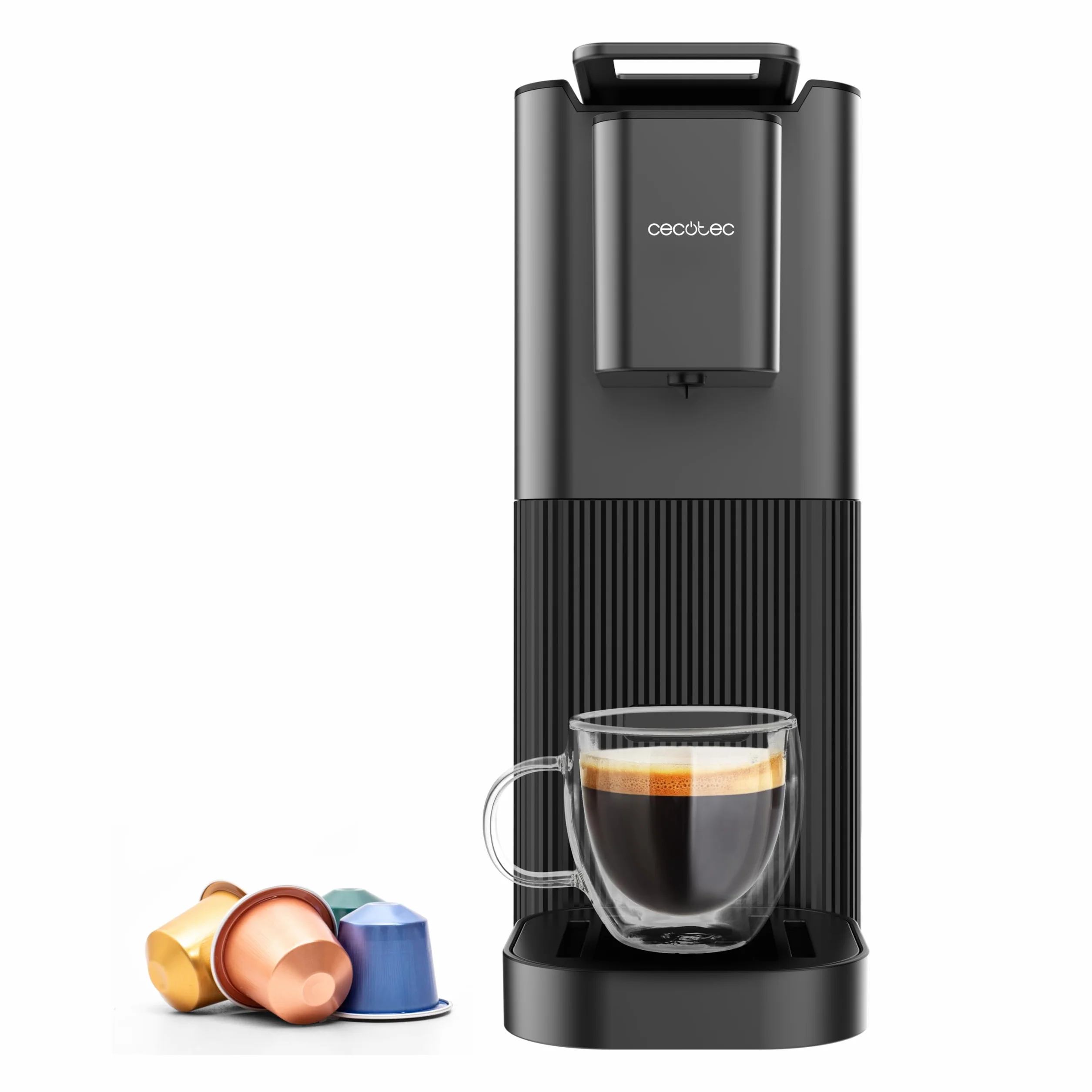 Cecotec Cafetière à Capsules Power Caps 20. 1400W, 20Bars, Thermoblock, Compatible Capsules Nespresso, Réservoir d'Eau 700ml, Arrêt Automatique, Hauteur Réglable, Filtre Amovible, 2Modes, Antidérapant