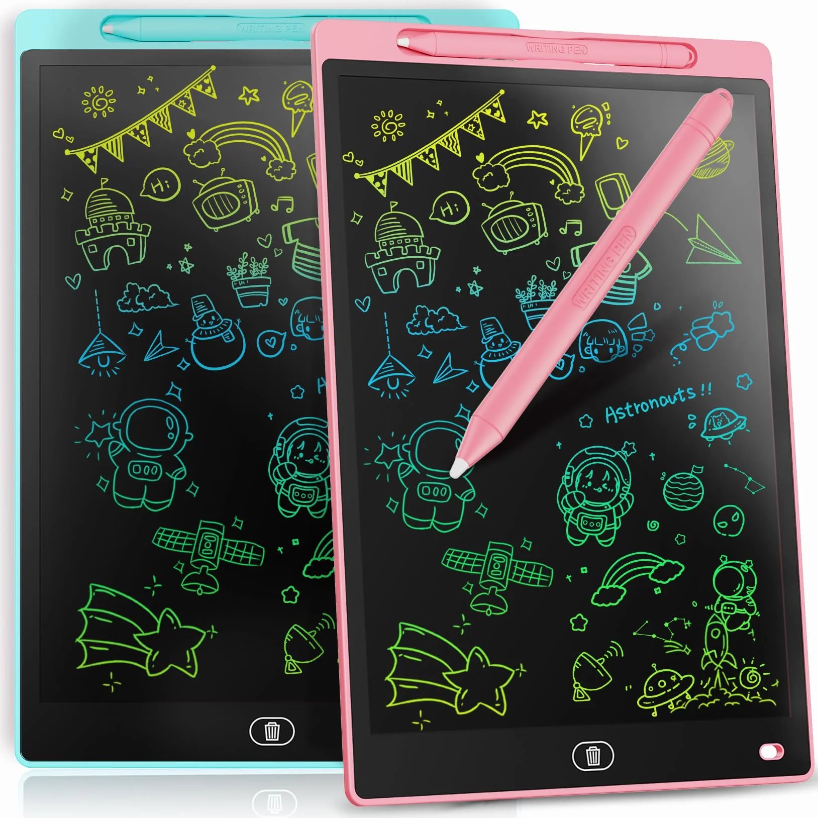 Genialba Tablette D'écriture LCD Colorée 8,5 Pouces, Planche À Dessin Effaçable Portable, Cadeau Enfants 3-7 Ans Rose&Bleu