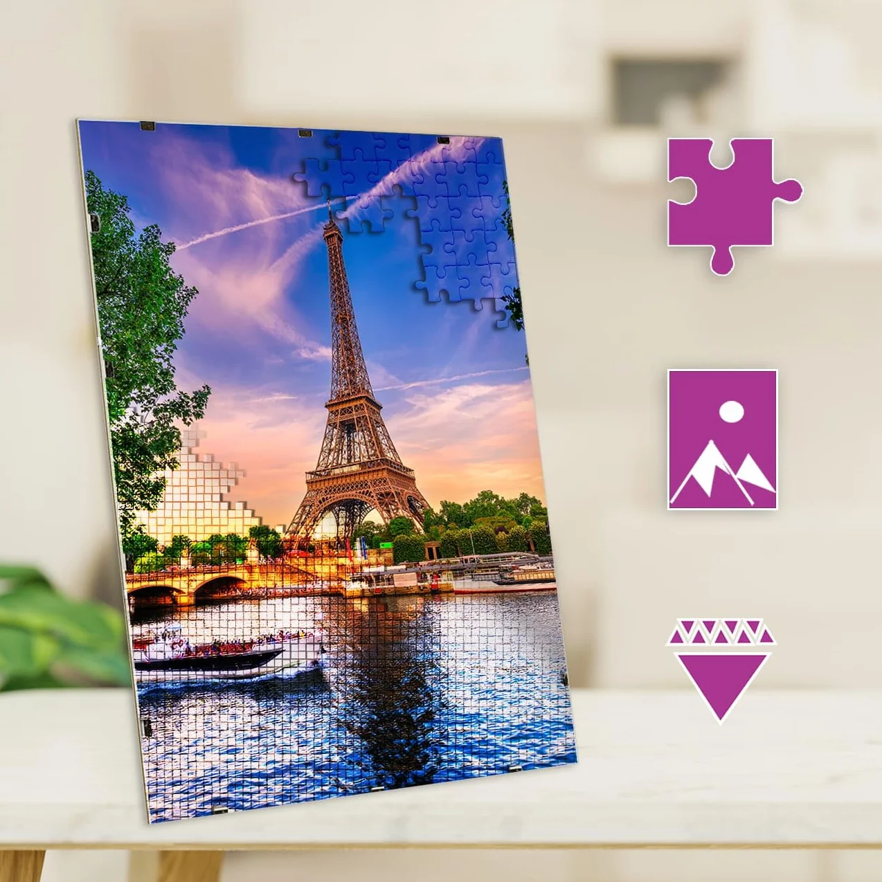 Cadre à clips en plexiglas 20 x 50 cm MG Design – pour photos posters puzzles suspension verticale horizontale