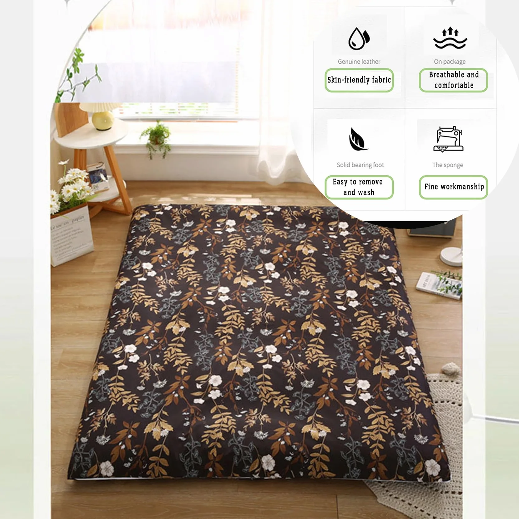 Housse de Matelas Futon 100% Coton Douce et Respirante 200x220cm