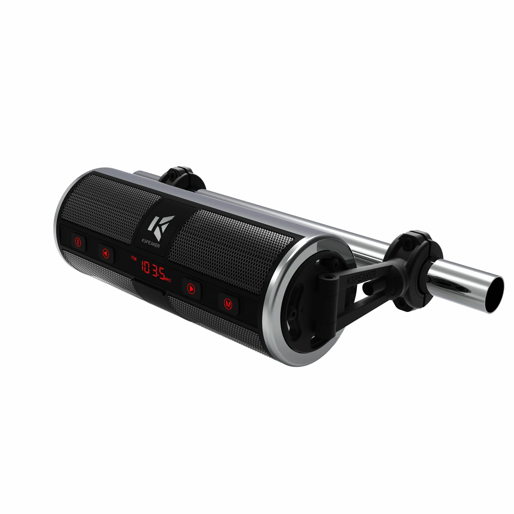 KSPEAKER Głośniki motocyklowe, Bluetooth, wodoodporny, radiowy, system audio, wbudowany wzmacniacz, idealny do ATV, skutera, pojazdu 12 V, metalowy odtwarzacz MP3 o przekątnej 3 cali, K2ch