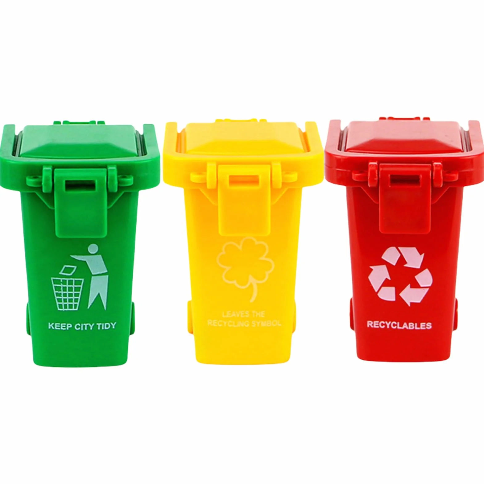 Poubelle Miniature avec Couvercle et Roues, Tri Sélectif Portable pour Bureau Table