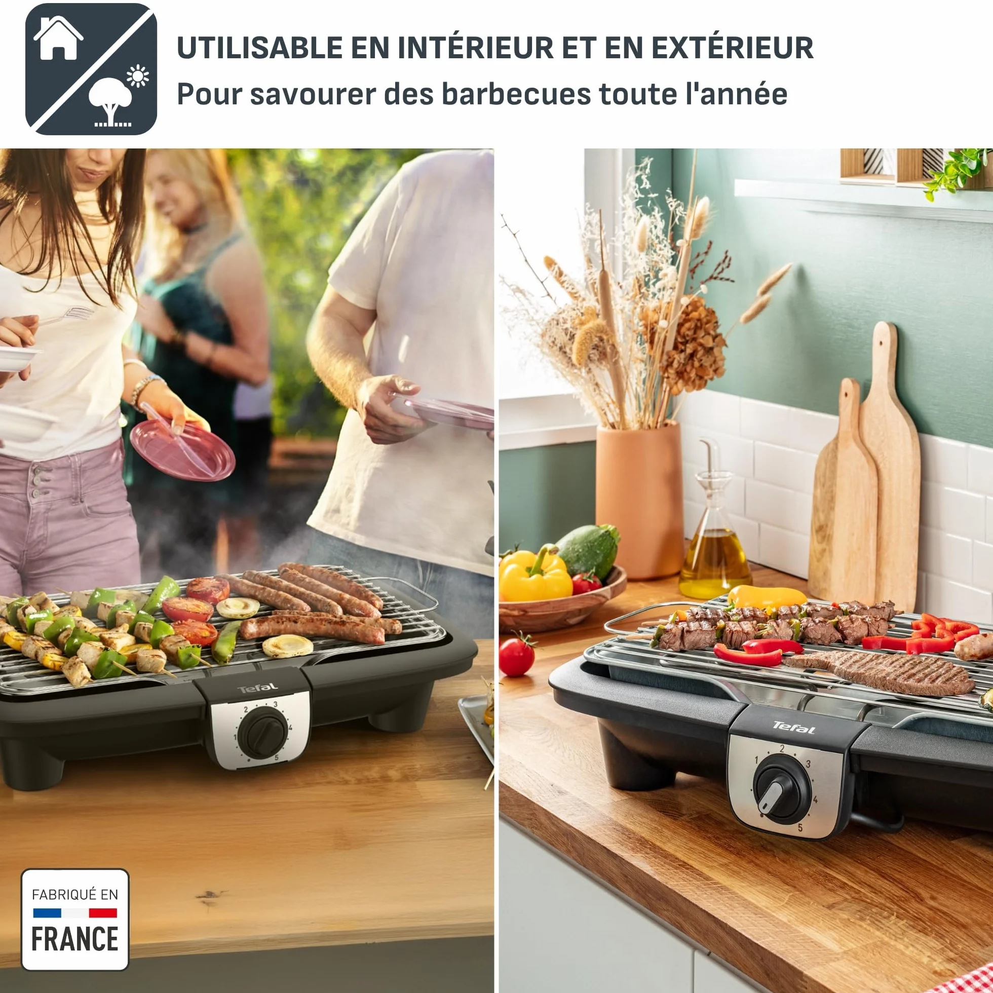 Tefal EasyGrill XXL Barbecue électrique 2500W Grille Inox Surface extra-large 5 températures Pieds Amovibles