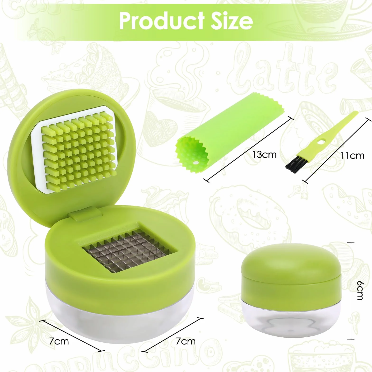 Set de Presse-Ail 2 Pièces, Presse-Ail Manuel avec Lames en Acier Inoxydable, Éplucheur Silicone et Brosse