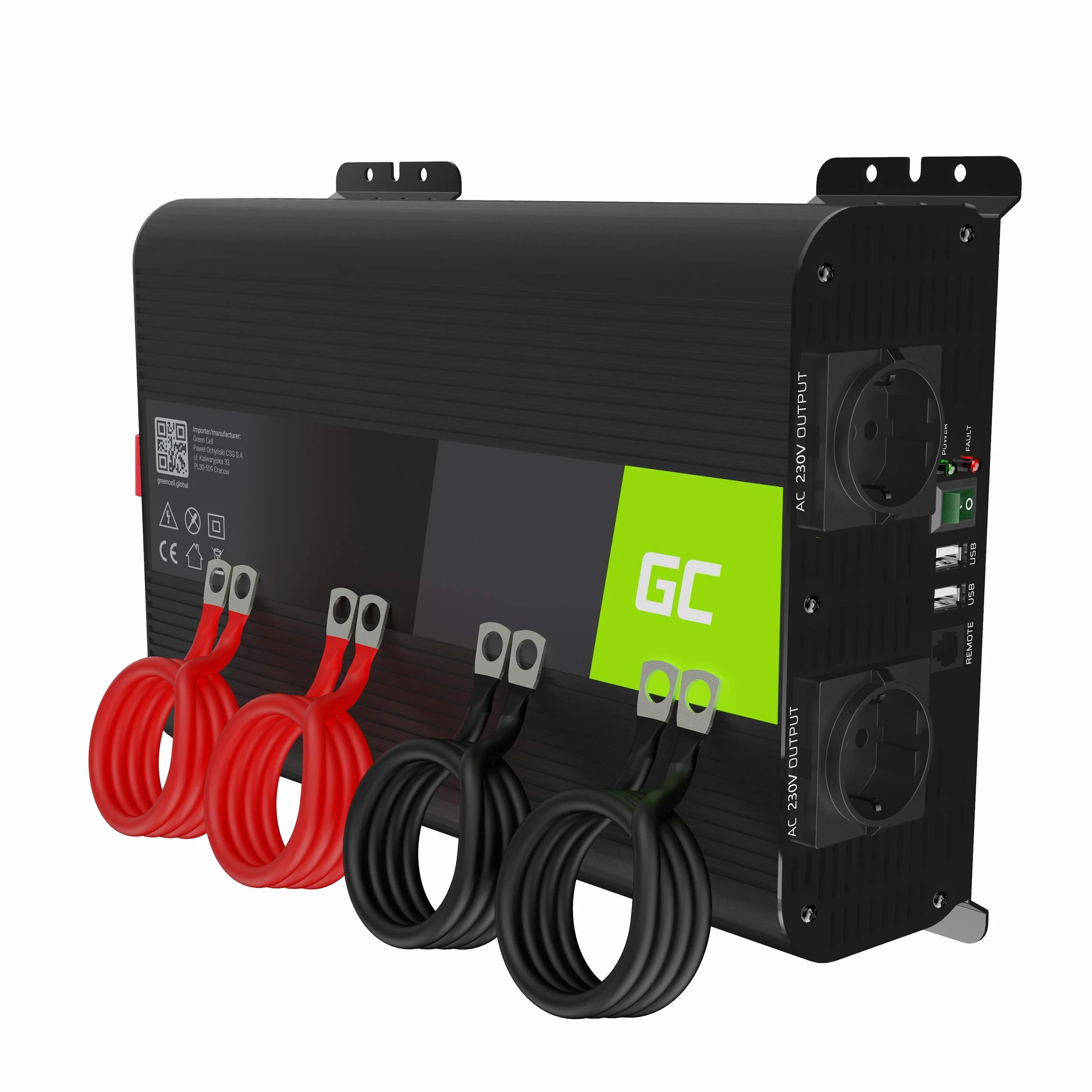 Green Cell PRO 2000W/4000W 12V do 230V Volt Czysty Sinus sinusoida Przetwornica Inwerter napięcia samochodowa Falownik solarny Konwerter prądu przemiennego Czysta fala sinusoidalna Przetwornik DC AC