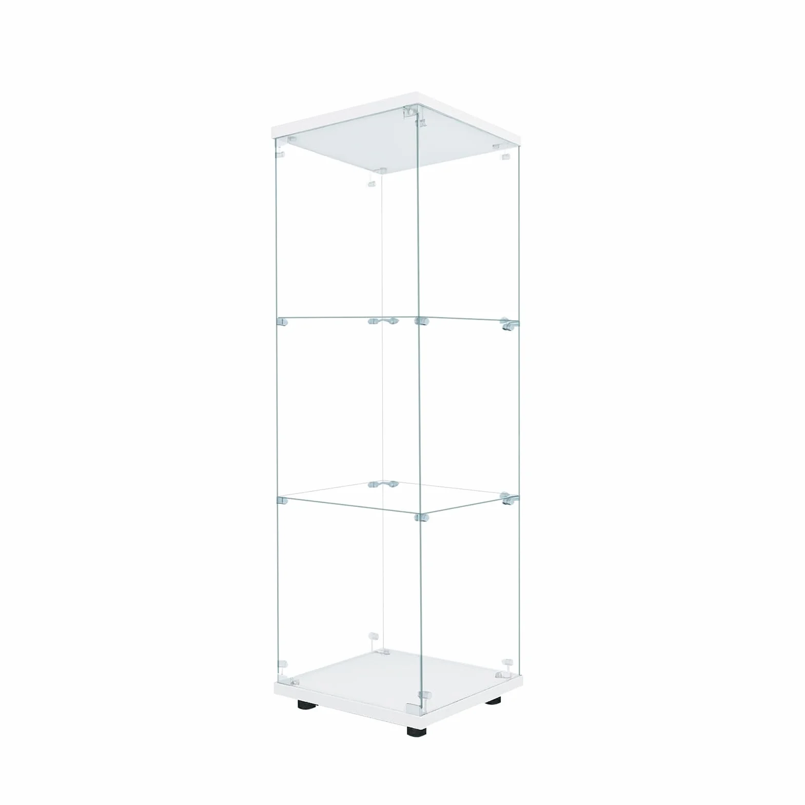 Vitrine en Verre pour Collection, Armoire de Collection Moderne à 3 Couches avec 1 Porte, Meuble Vitrine Verre avec LED, pour Chambre, Salon, 42x36x125cm, Blanc + Lumière