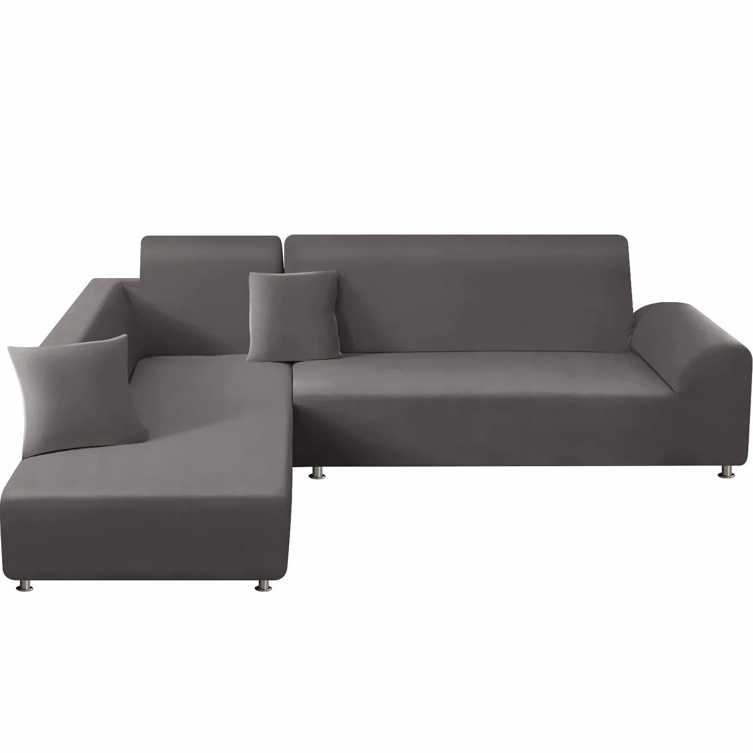Housse de Canapé d'angle en Forme de L Lot de 2, Protection Canapé Extensible Gris