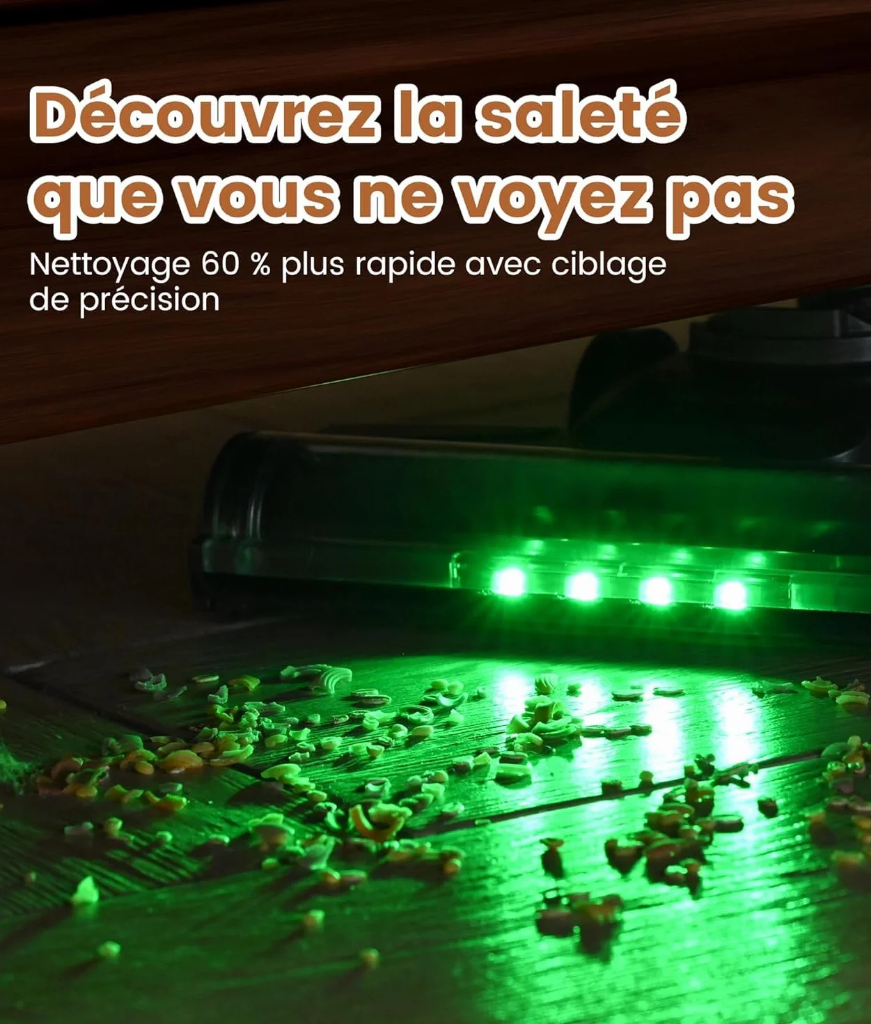 VersLife Z8 Aspirateur Balai sans Fil, 40Kpa/45Min/500W/6 en 1 Aspirateur Balai Léger avec LED Verte, Écran LED, Autoportant pour Poils d'animaux, sols Durs et Moquettes (Bleu foncé)