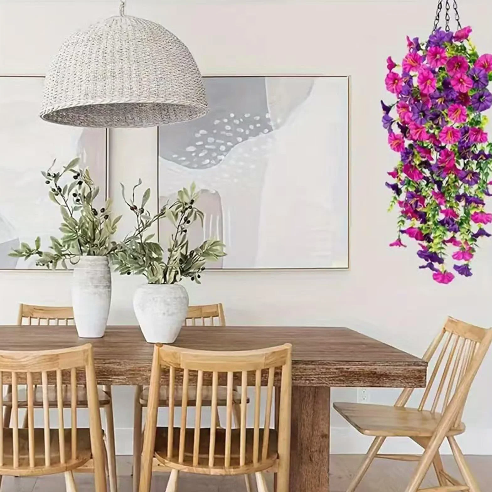 Lot de 2 Fleurs Artificielles Suspendues Pétunias Tombantes pour Balcon Jardin Décoration