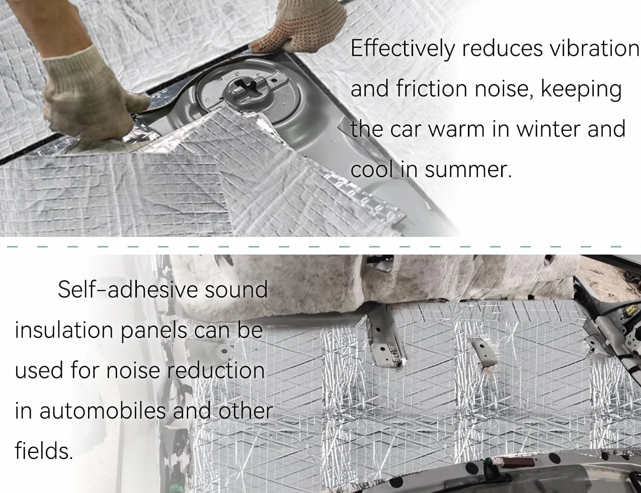 Zestaw 10 mat aluminiowo-butylowych wygłuszających, samoprzylepne maty izolacyjne, panele aluminiowo-butylowe na maskę samochodu, do wygłuszania